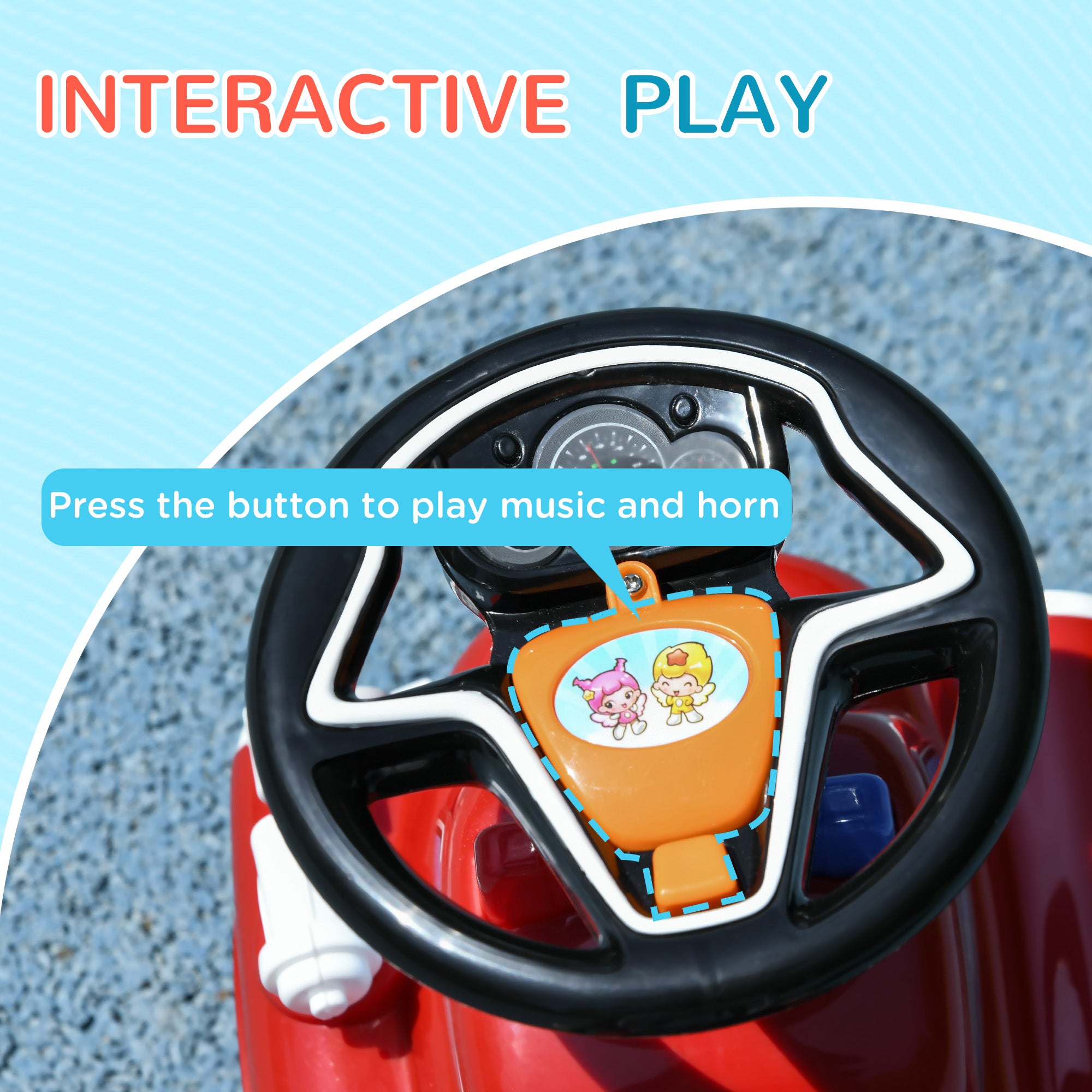 AIYAPLAY Ride On Fire Truck Foot to Floor Design with Under Seat Storage, Steering Wheel, Music, Light, for 1.5-3 Years, Red - North Peak Garden Furniture