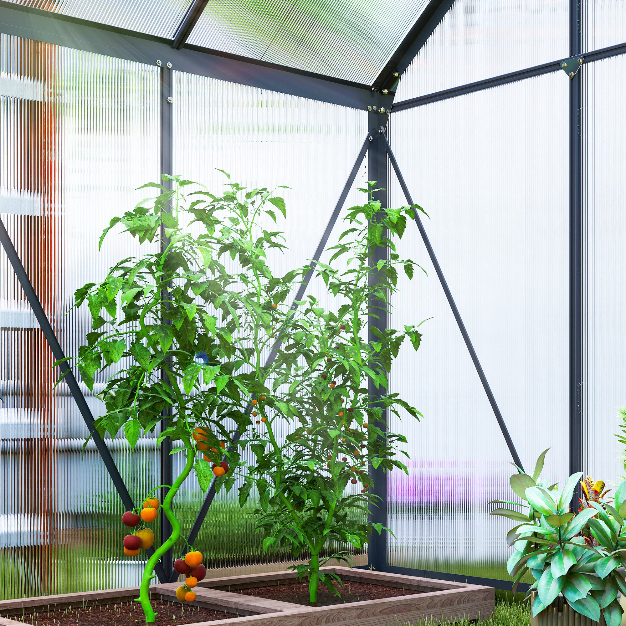 Outsunny 192.5 x 131cm Walk-In Polycarbonate Greenhouse - North Peak Garden Furniture