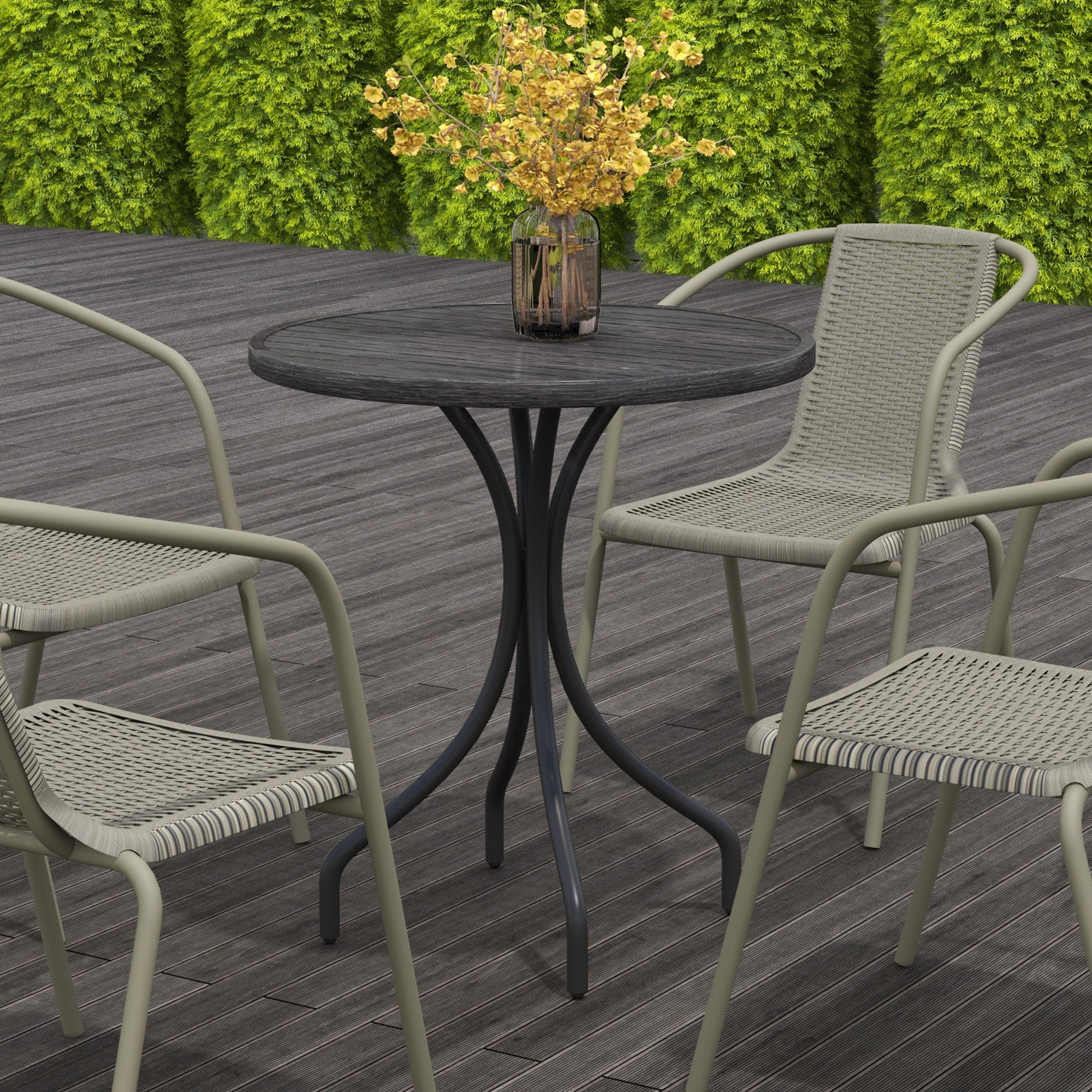 Outsunny Φ66cm Galvanised Steel Garden Table - Grey - North Peak Garden Furniture