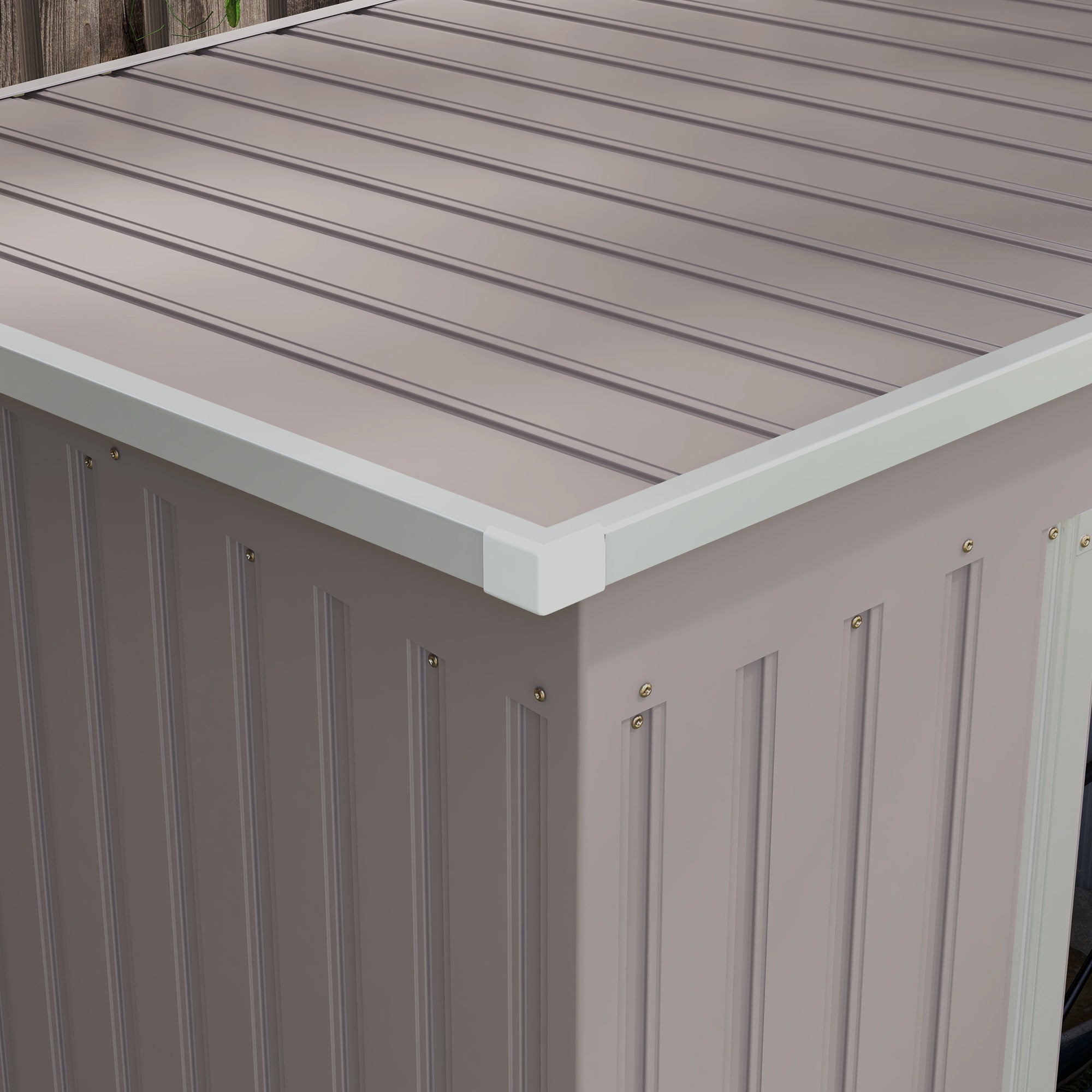 Outsunny Outdoor Lean to Garden Metal Equipment Tool Storage Shed w/ Foundation Kit, Double Door, Vents and Sloped Roof, Grey - North Peak Garden Furniture