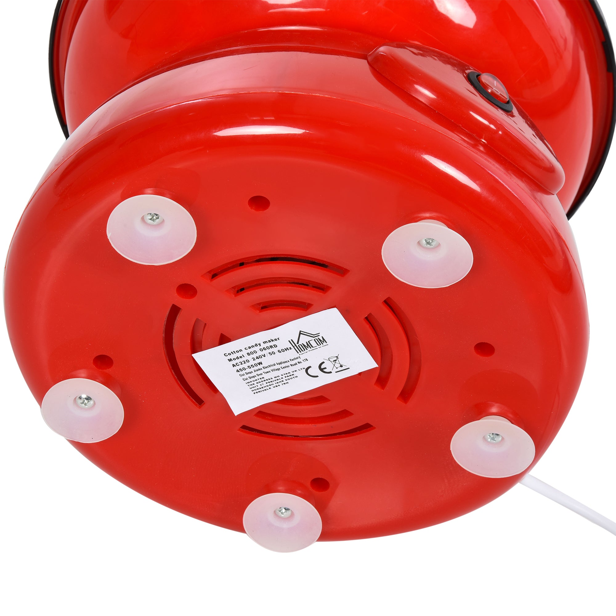 HOMCOM 450W Electric Candyfloss Machine Kit Non-Stick Plates Fairground Fun Children Adult Party Gift Home Sweet Metal Body w/ Accessories Red - North Peak Garden Furniture