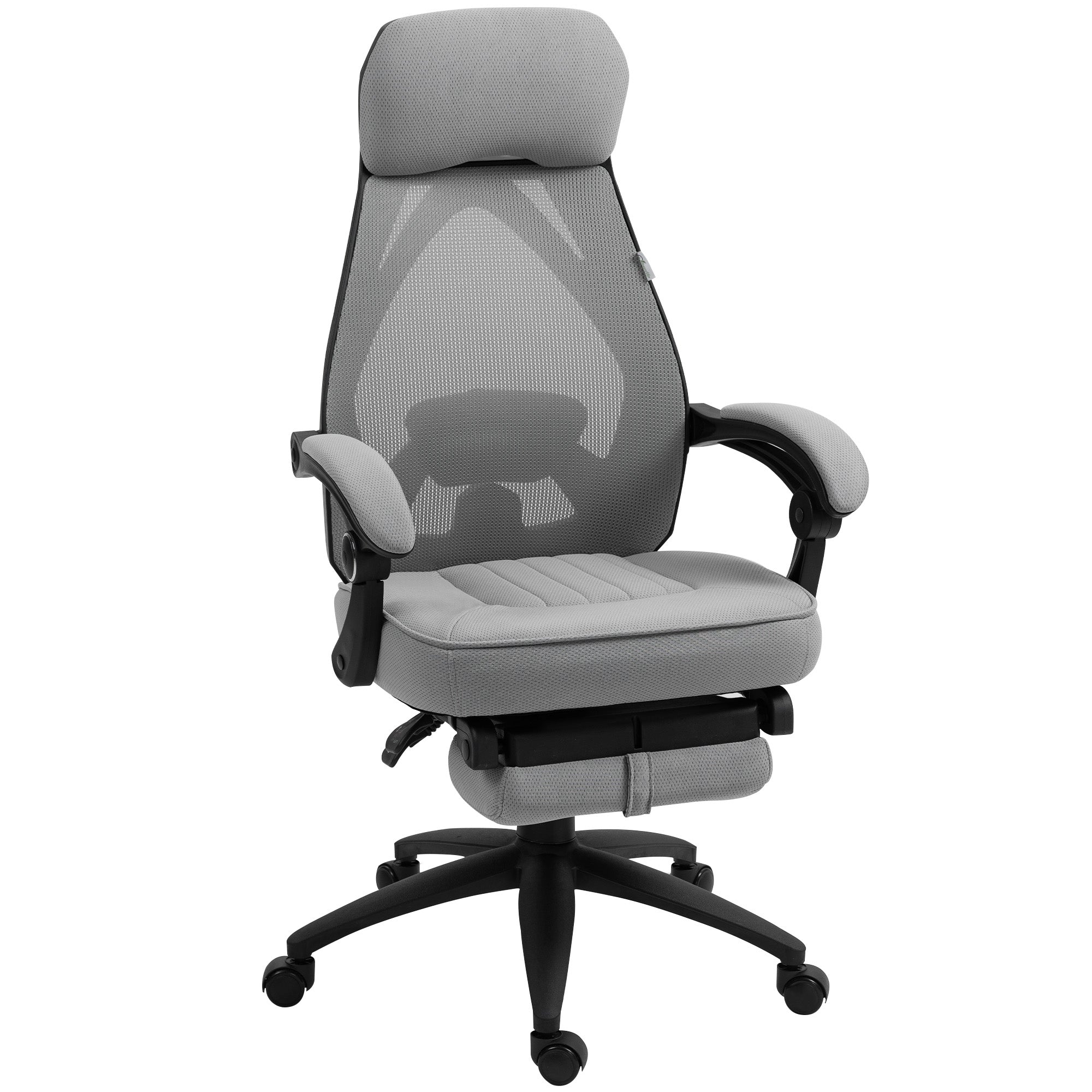Vinsetto Office Chair with Footrest, High Back Swivel Desk Chair with Adjustable Height and Headrest for Home Office, Dark Grey - North Peak Garden Furniture