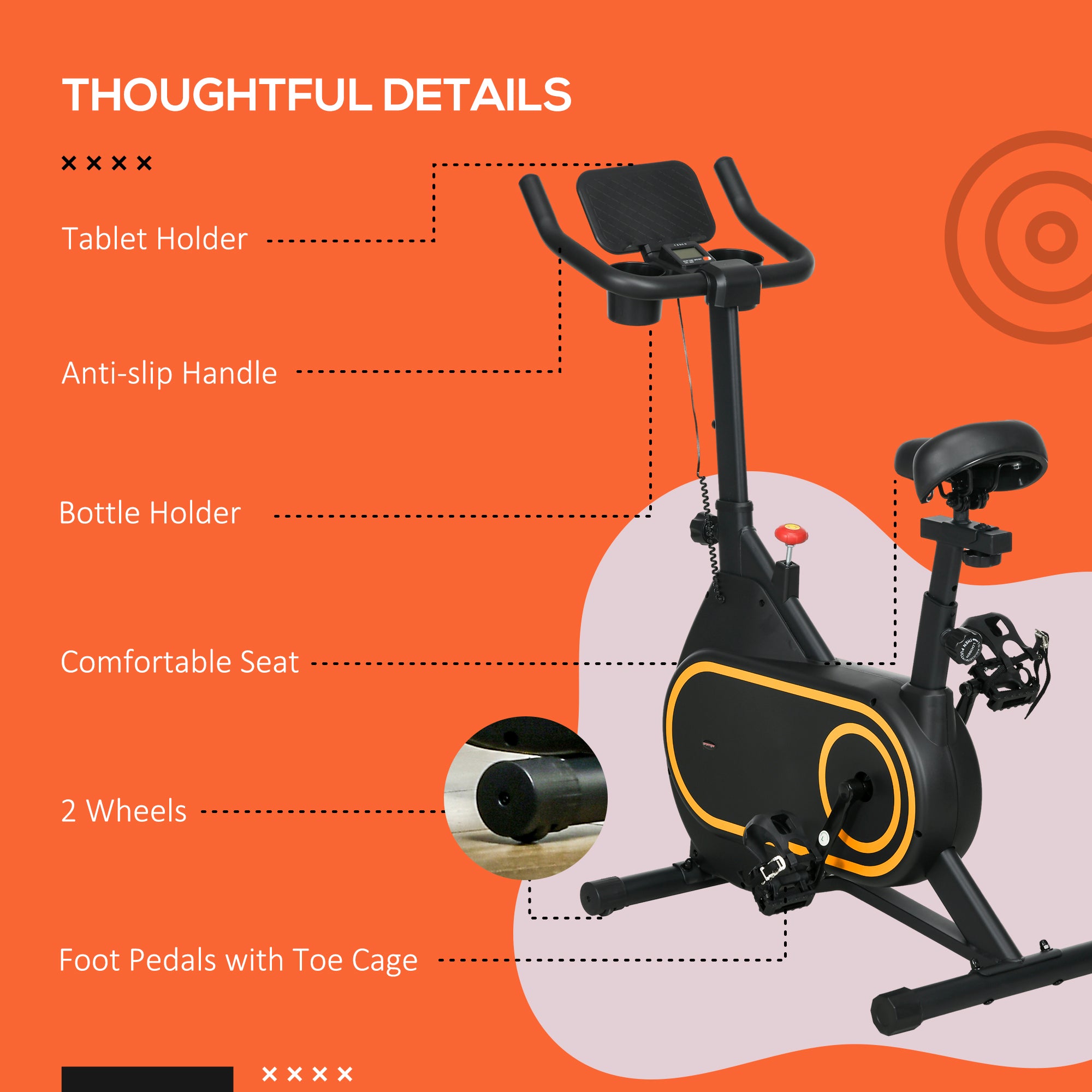 SPORTNOW Magnetic Indoor Cycling Bike, Exercise Bike with Silent Flywheel, LCD Display, Tablet Holder, Comfortable Seat - North Peak Garden Furniture