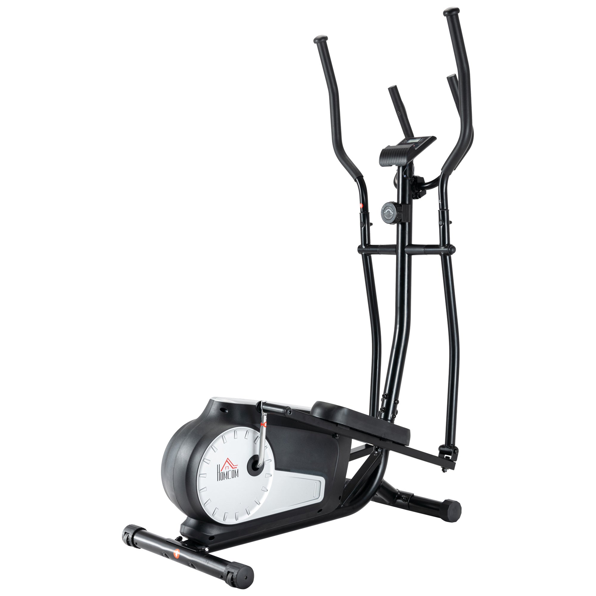 HOMCOM Elliptical Cross Trainer, Home Cardio Workout Machine with Eight Level Magnetic Resistance, LCD Monitor, Heart Rate Sensor, Two Wheels - North Peak Garden Furniture