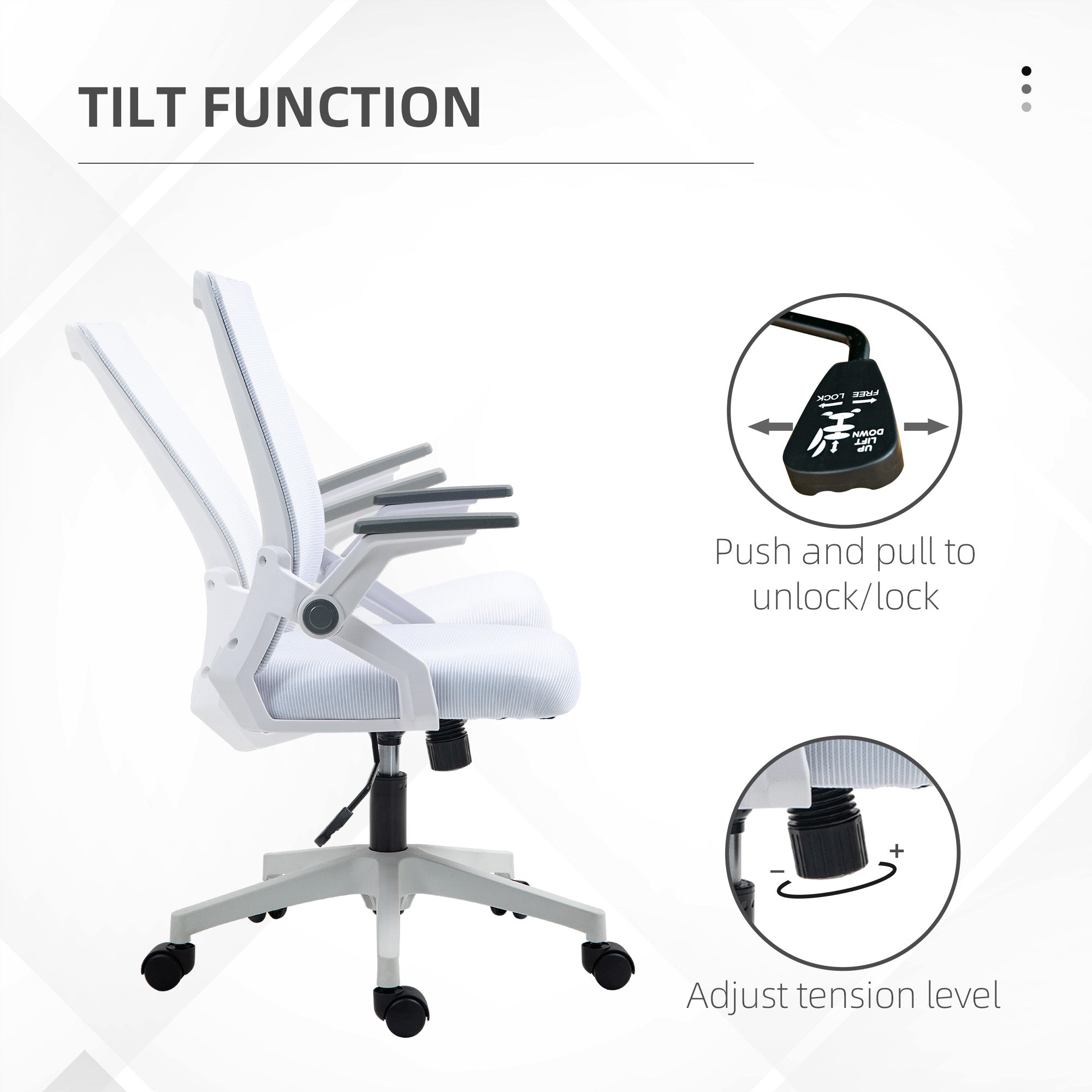 Vinsetto Office Chair, with Lumbar Support - White - North Peak Garden Furniture