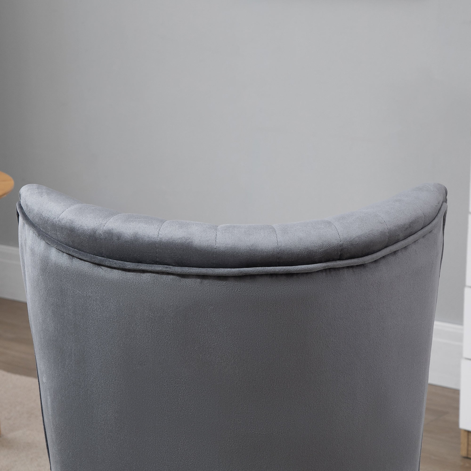 HOMCOM Velvet Accent Chair Occasional Tub Seat Padding Curved Back with Wood Frame Legs Home Furniture Set of 2 Grey