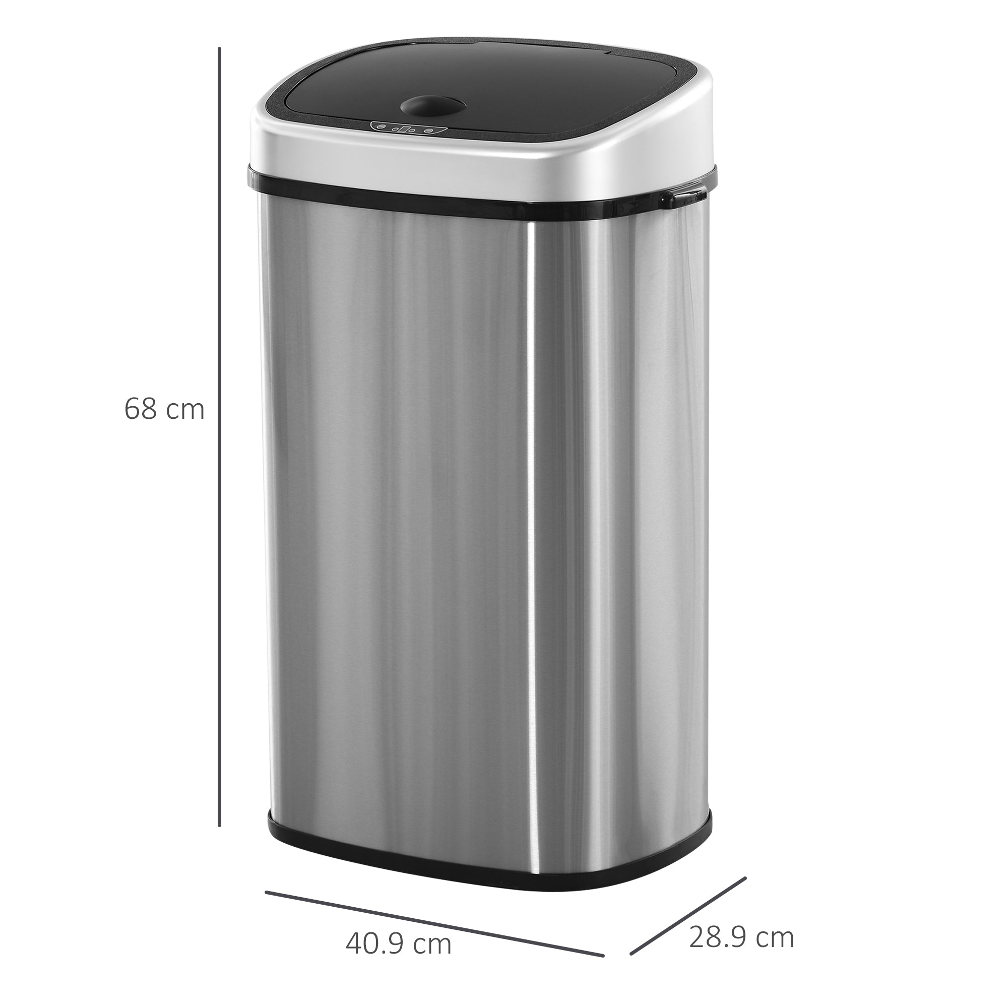 HOMCOM Stainless Steel Kitchen Sensor Dustbin Automatic Touchless Rubbish Garbage Waste Bin 58L Silver