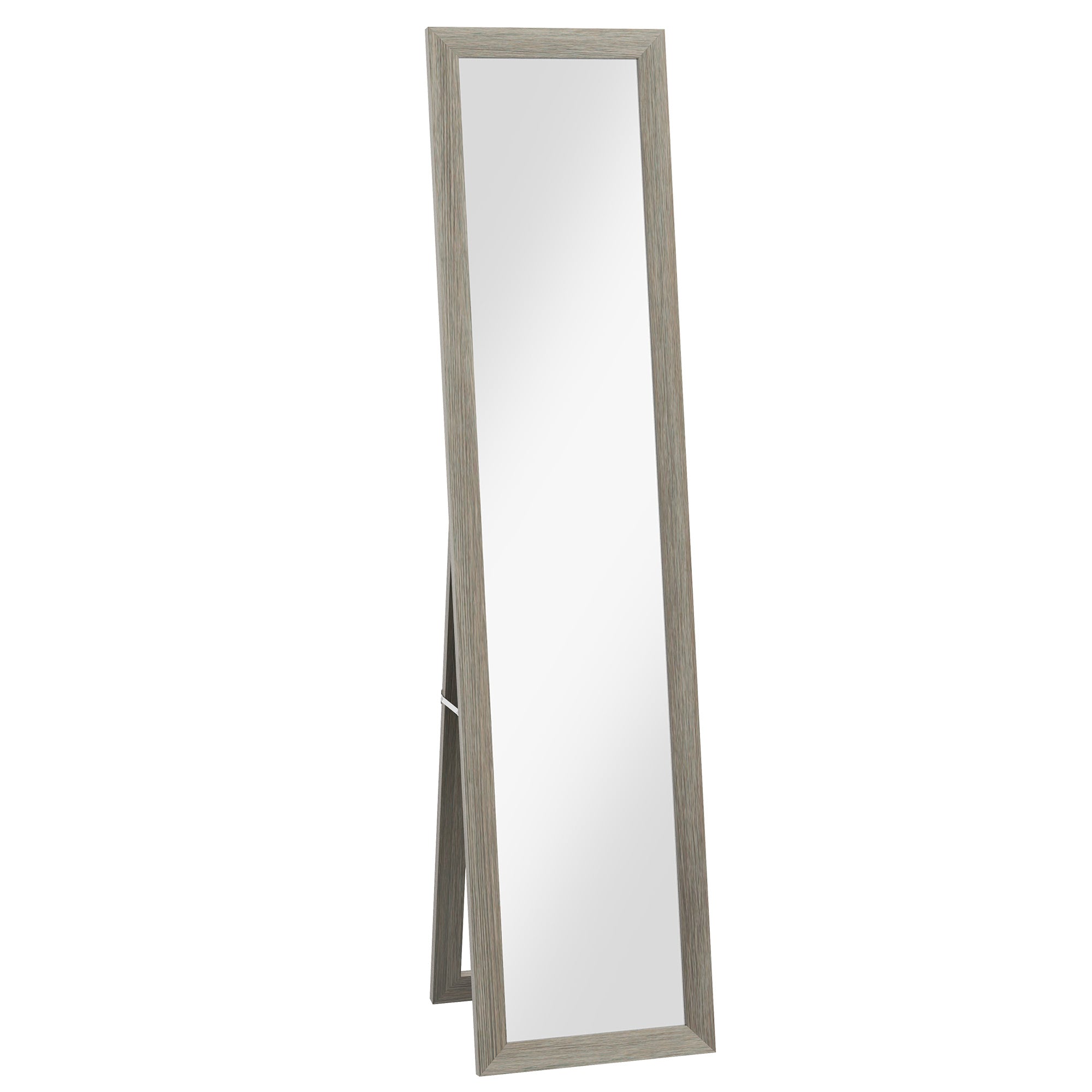 HOMCOM Rustic Full Length Mirror, Hanging and Freestanding Floor Mirror, Farmhouse Decorative Wall Mirror, for Living Room, Bedroom, 157 cm, Grey - North Peak Garden Furniture