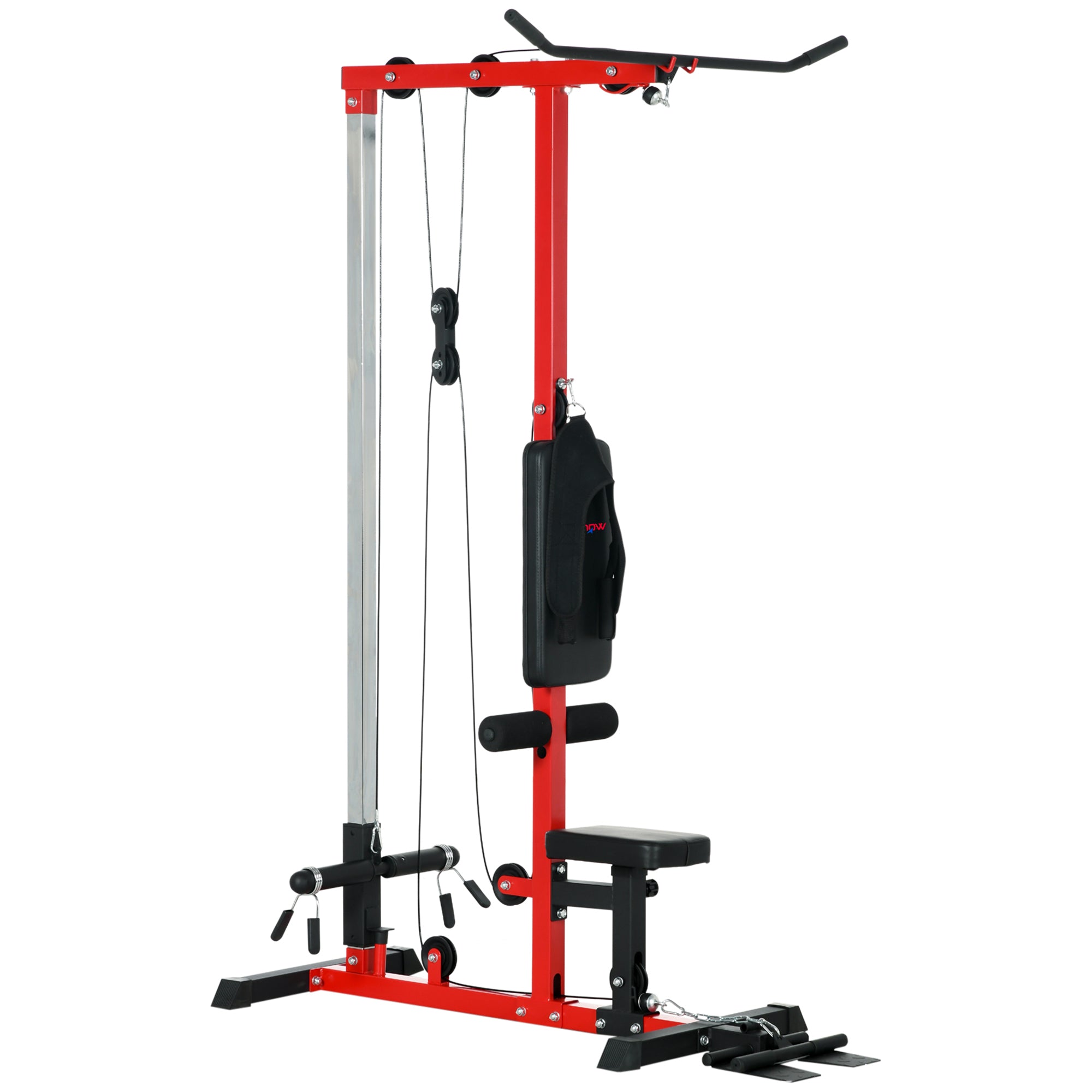 SPORTNOW Pull Up Station, Power Cage with Adjustable Seat, for Home Gym - Red