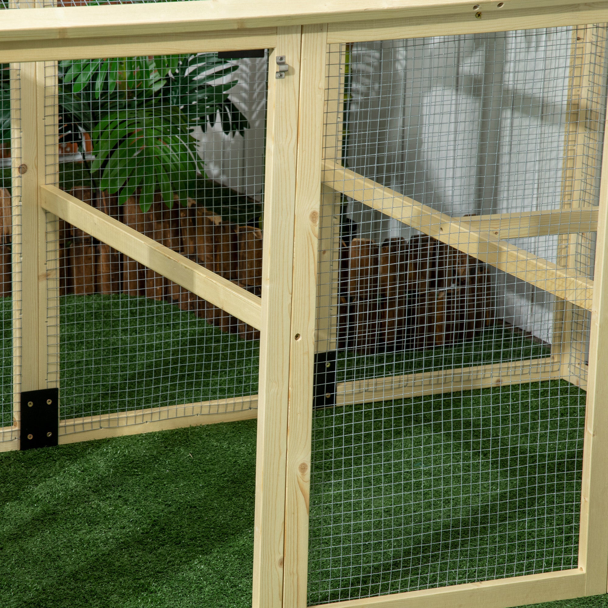 PawHut Large Chicken Run, Wooden Chicken coop, with Combinable Design - Natural Wood Finish - North Peak Garden Furniture