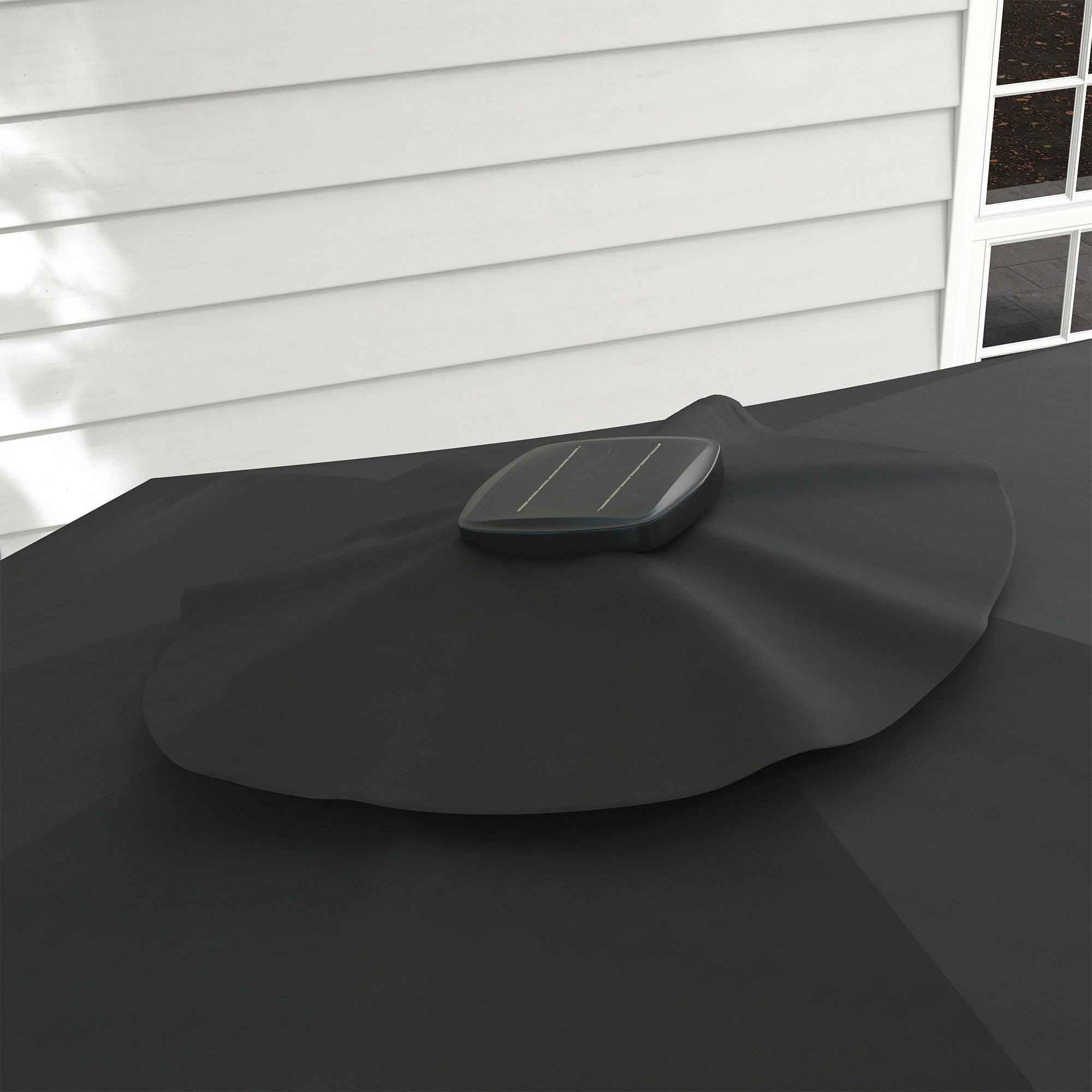 Outsunny 3(m) Adjustable Cantilever Parasol with Base, Solar LED Lights, Dark Grey - North Peak Garden Furniture