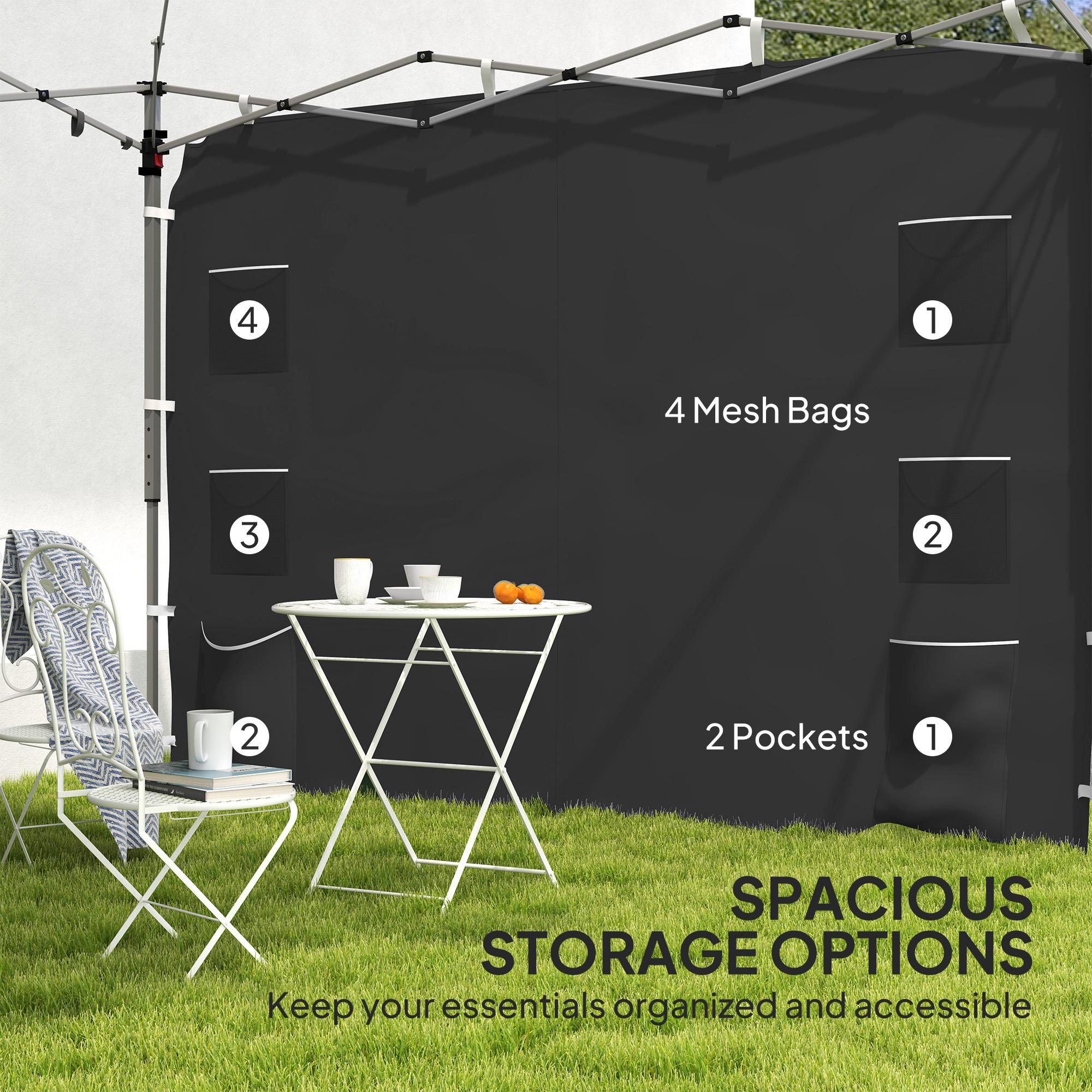 Outsunny 195 x 295cm Replacement Gazebo Sidewall - Black - North Peak Garden Furniture