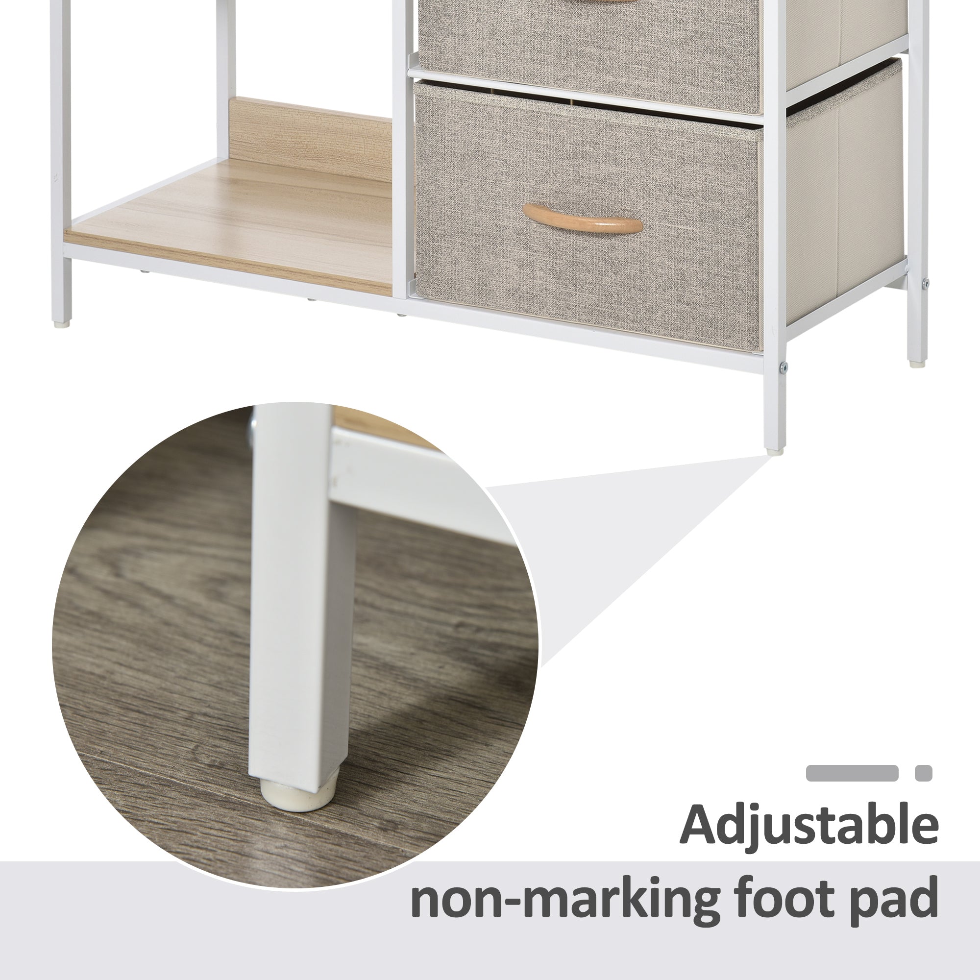 HOMCOM Chest of Drawers Storage Dresser Cabinet Organizer with 3 Fabric Drawers and 2 Display Shelves for Living Room, Bedroom, Hallway, Beige - North Peak Garden Furniture