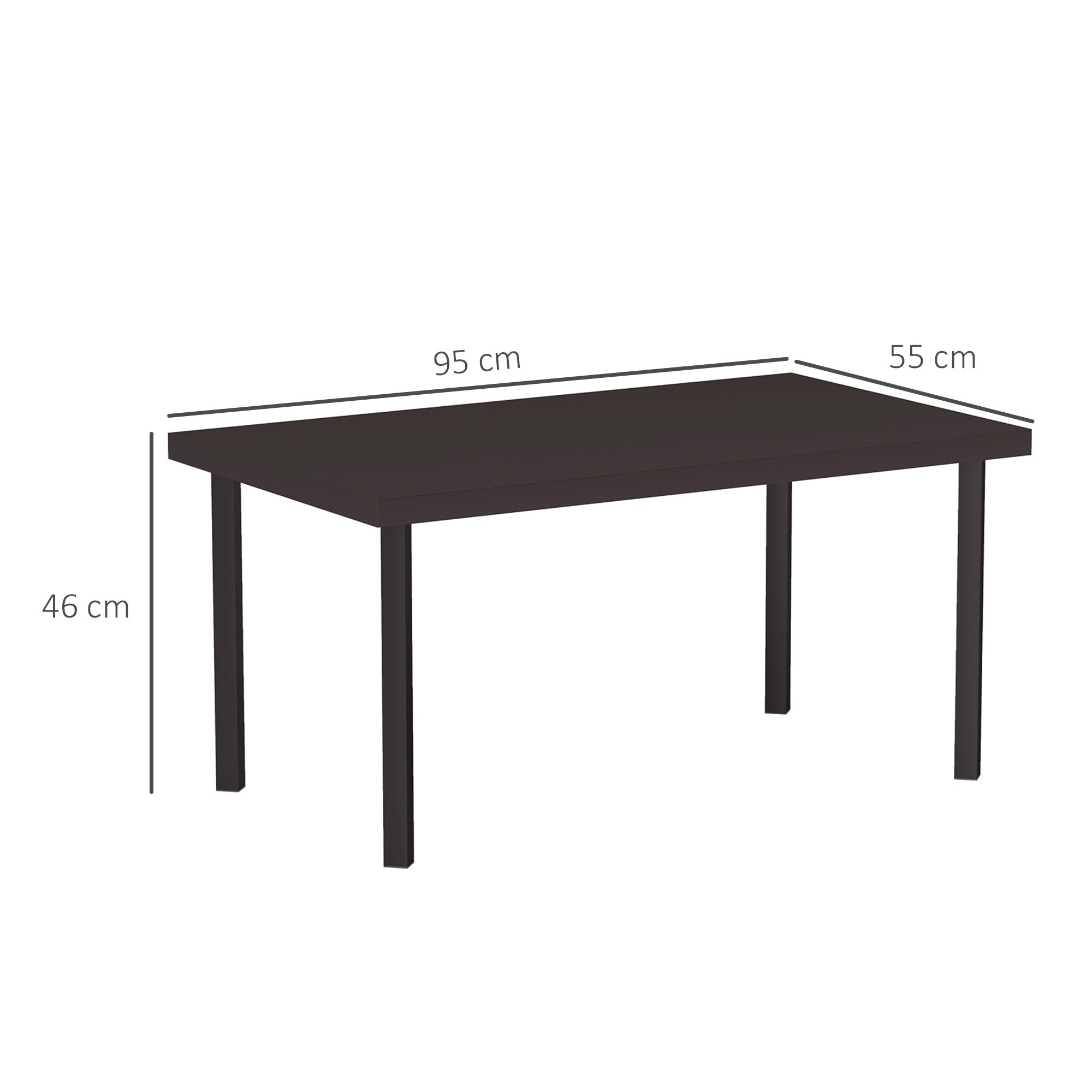 Outsunny Metal Garden Coffee Table, Rectangular Outdoor Side Table with Woodgrain Tabletop, Foot Pads for Outside, Garden, Balcony, Porch, 95 x 55 x 46cm, Brown - North Peak Garden Furniture