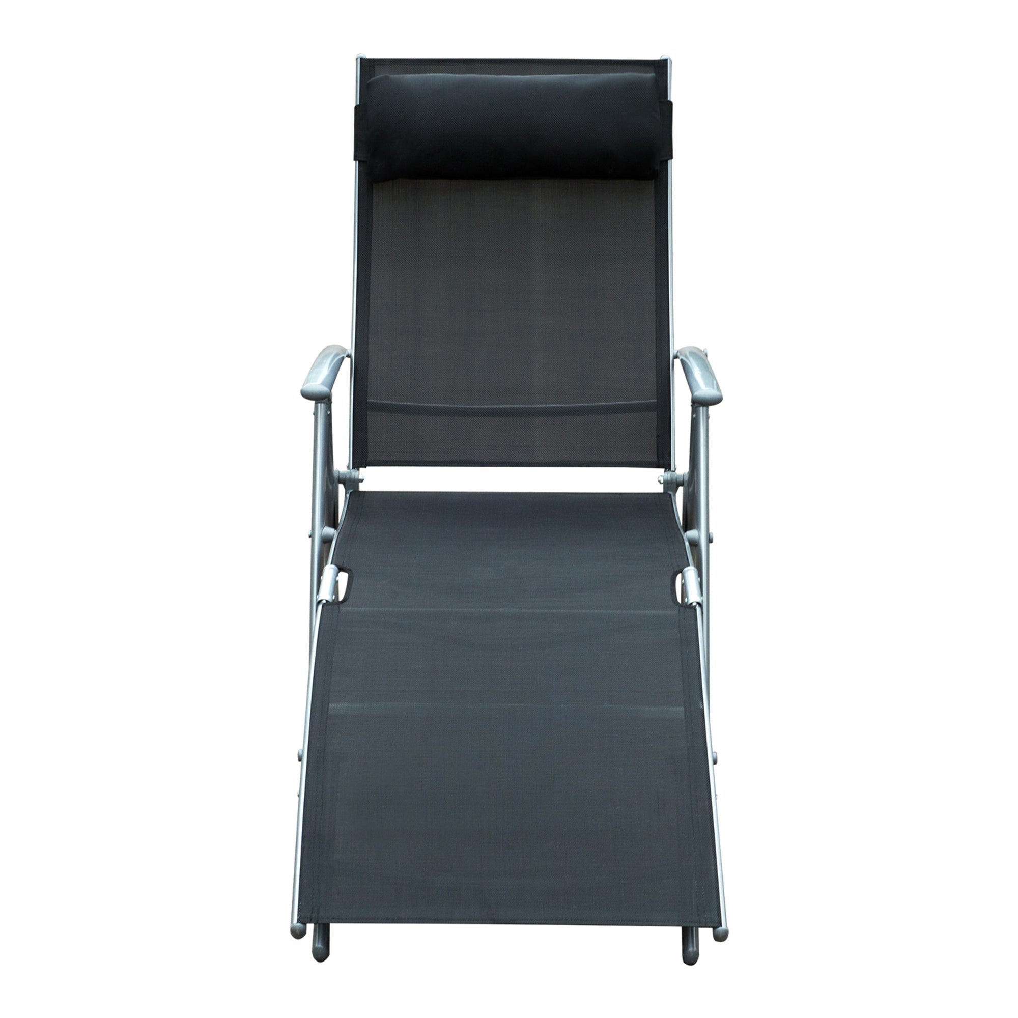 Outsunny Texteline Lounger: Foldable Recliner Chair with 5 Levels, for Garden & Patio, Black