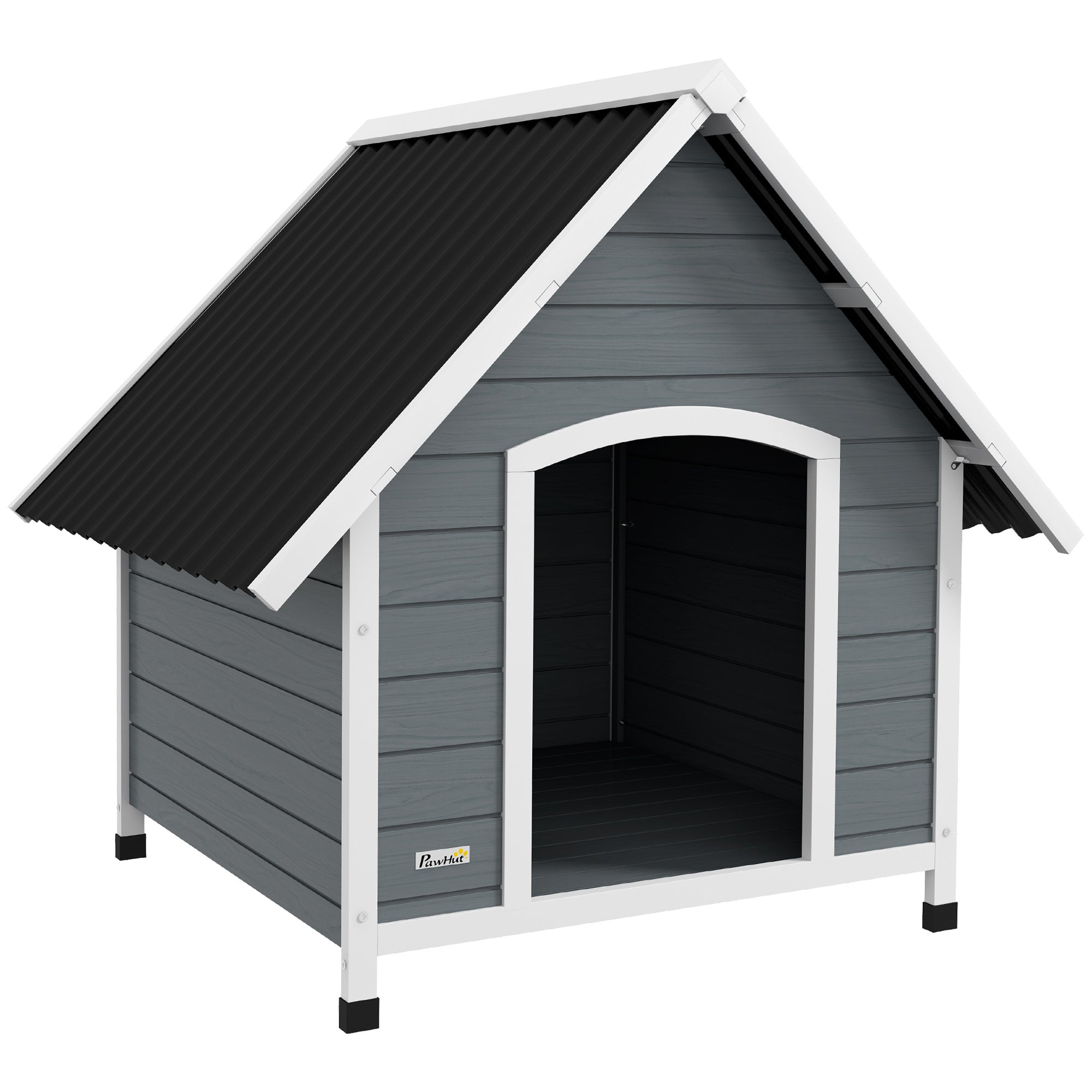 PawHut Outdoor Dog Kennel, Wooden Dog House, with Removable Floor, Anti-Corrosion Wood, for Large Dogs, 106.5H x 110W x 98Dcm - North Peak Garden Furniture