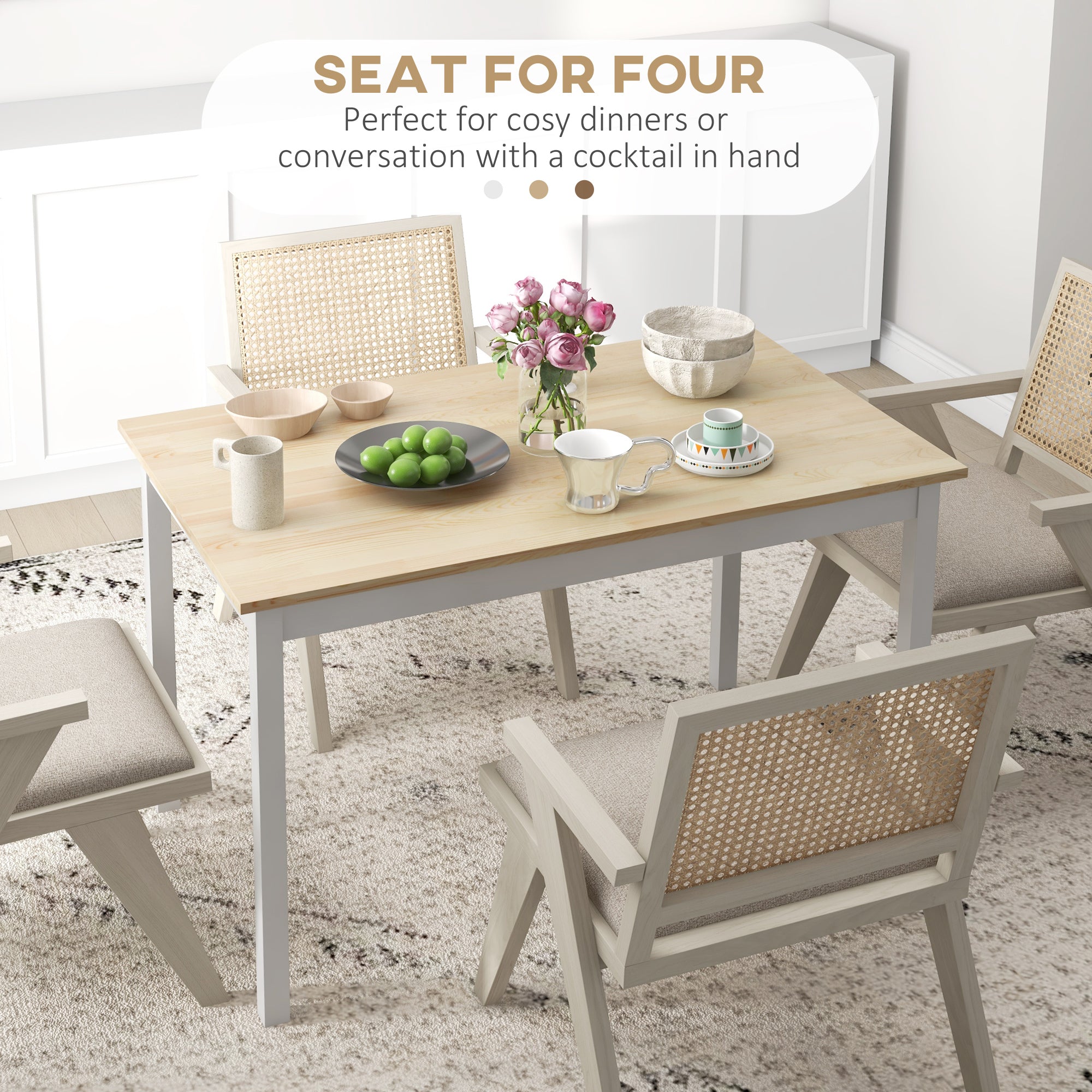 HOMCOM Four-Seater Farmhouse-Style Wooden Table - North Peak Garden Furniture
