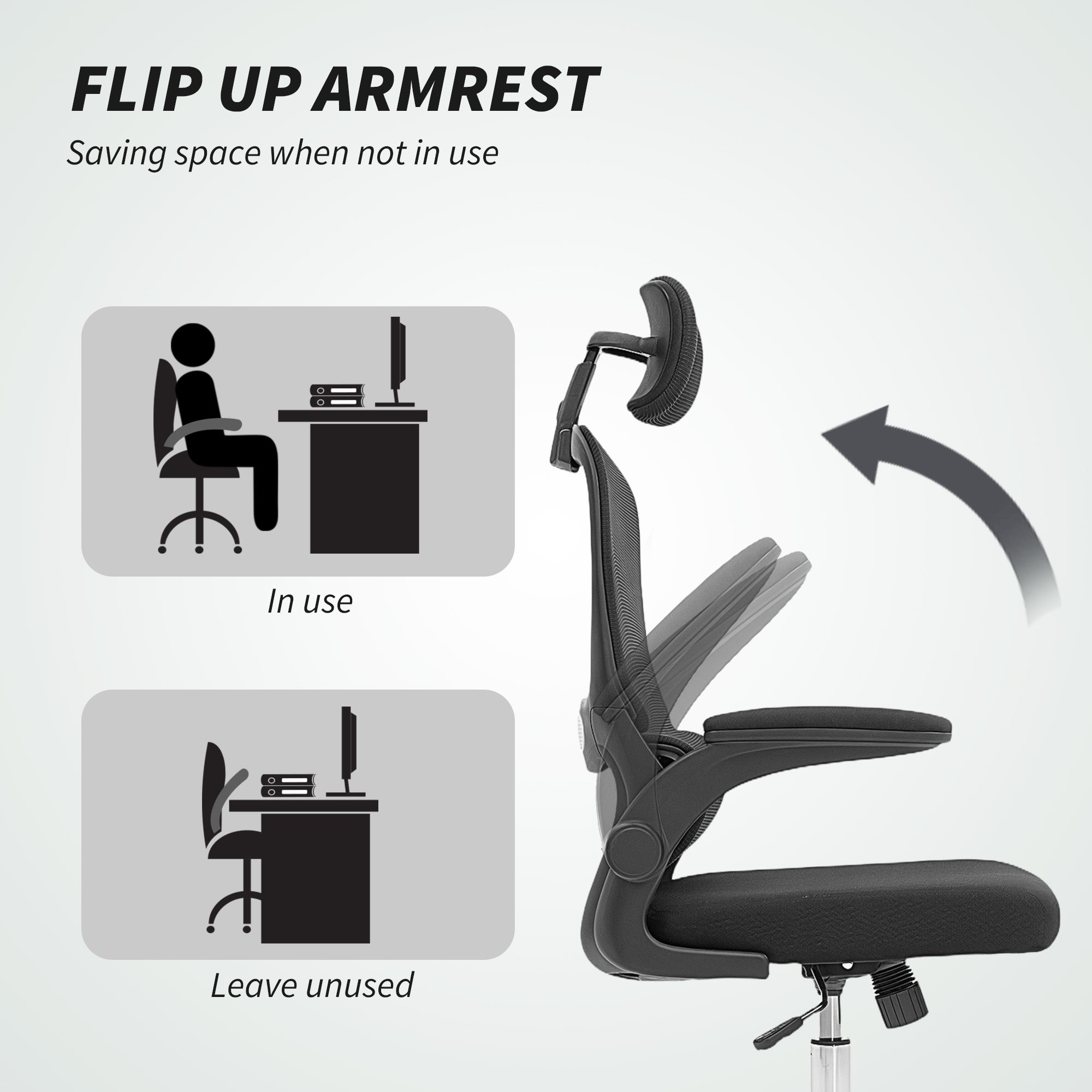 HOMCOM Mesh Back Office Chair, with Lumbar Support - Black