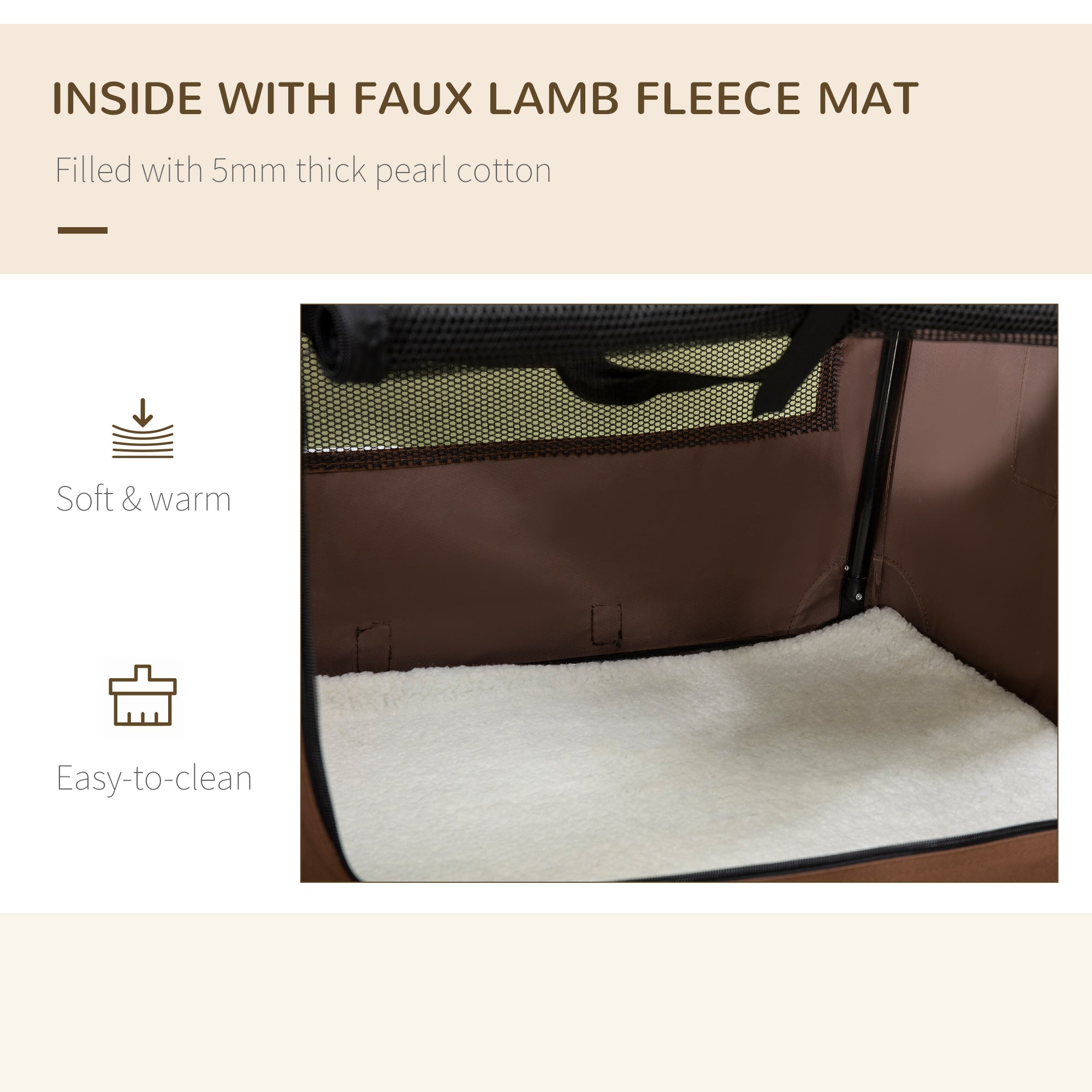 PawHut 81cm Foldable Pet Carrier, with Cushion, for Medium Dogs and Cats - Brown - North Peak Garden Furniture