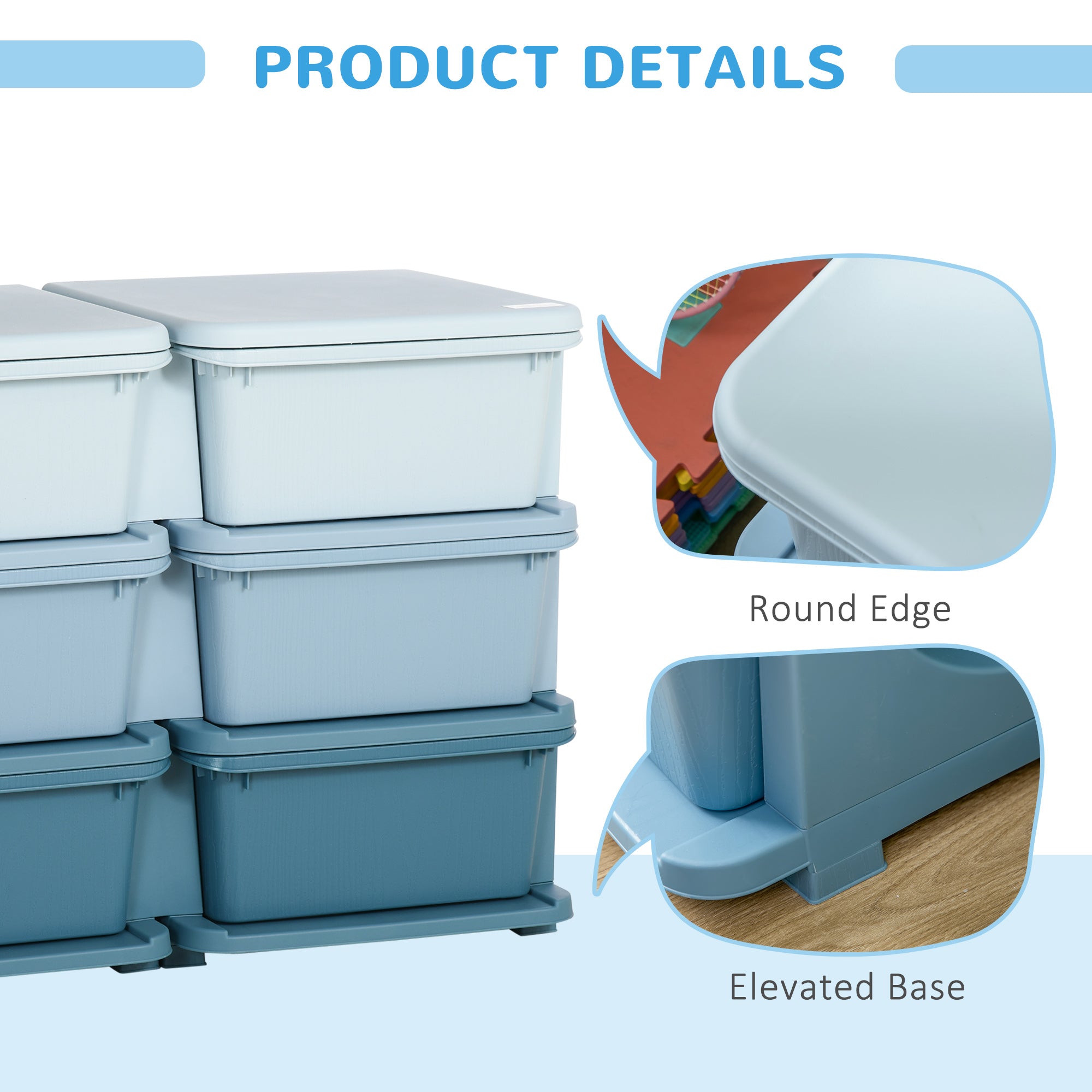 HOMCOM Kids Storage Unit, with Six Drawers - Blue - North Peak Garden Furniture