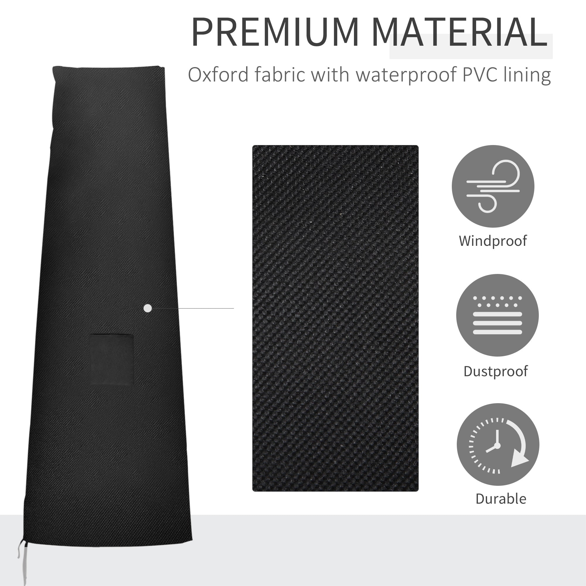 Outsunny Garden Parasol Cover Waterproof Outdoor Cantilever Banana Umbrella Protector 300D Oxford Fabric 200 x 50/80 cm - North Peak Garden Furniture