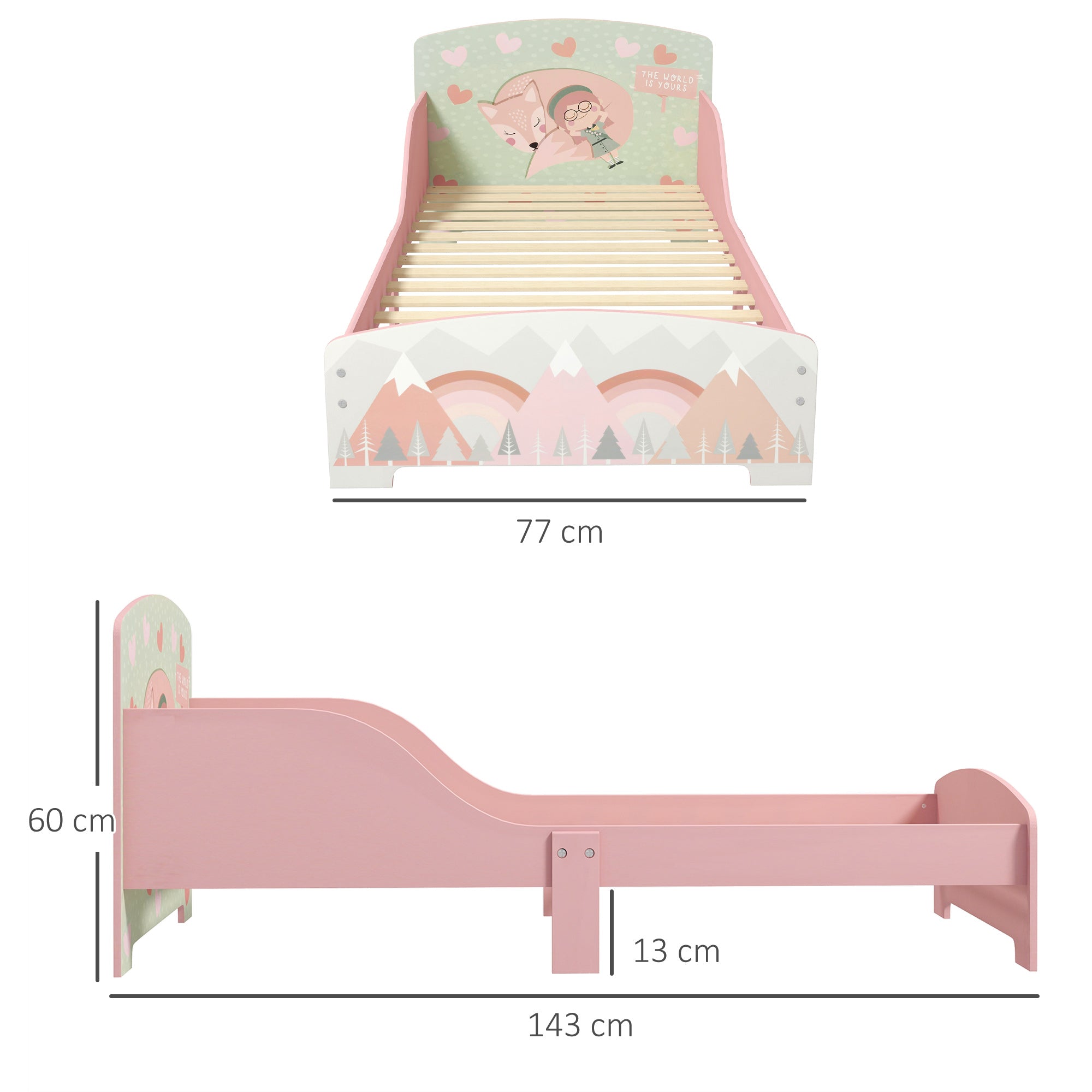 ZONEKIZ Toddler Bed Frame, Kids Bedroom Furniture for Ages 3-6 Years, Pink - North Peak Garden Furniture