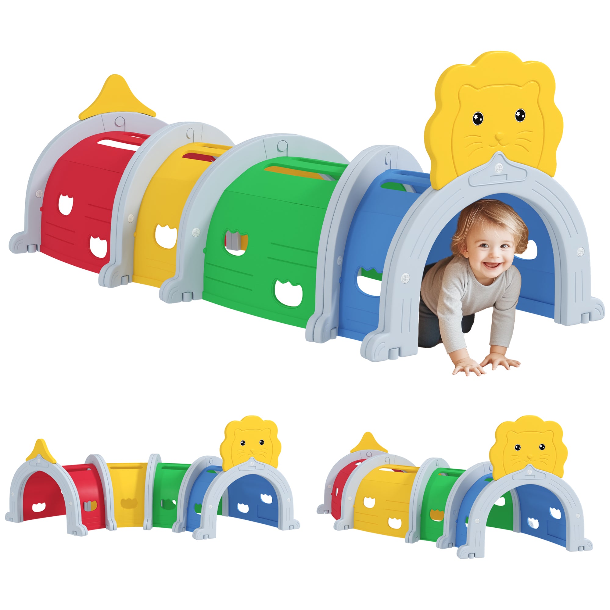 AIYAPLAY Kids Play Tunnel for 3-6 Years Crawl and Climb, Lion Design, Indoor & Outdoor - North Peak Garden Furniture