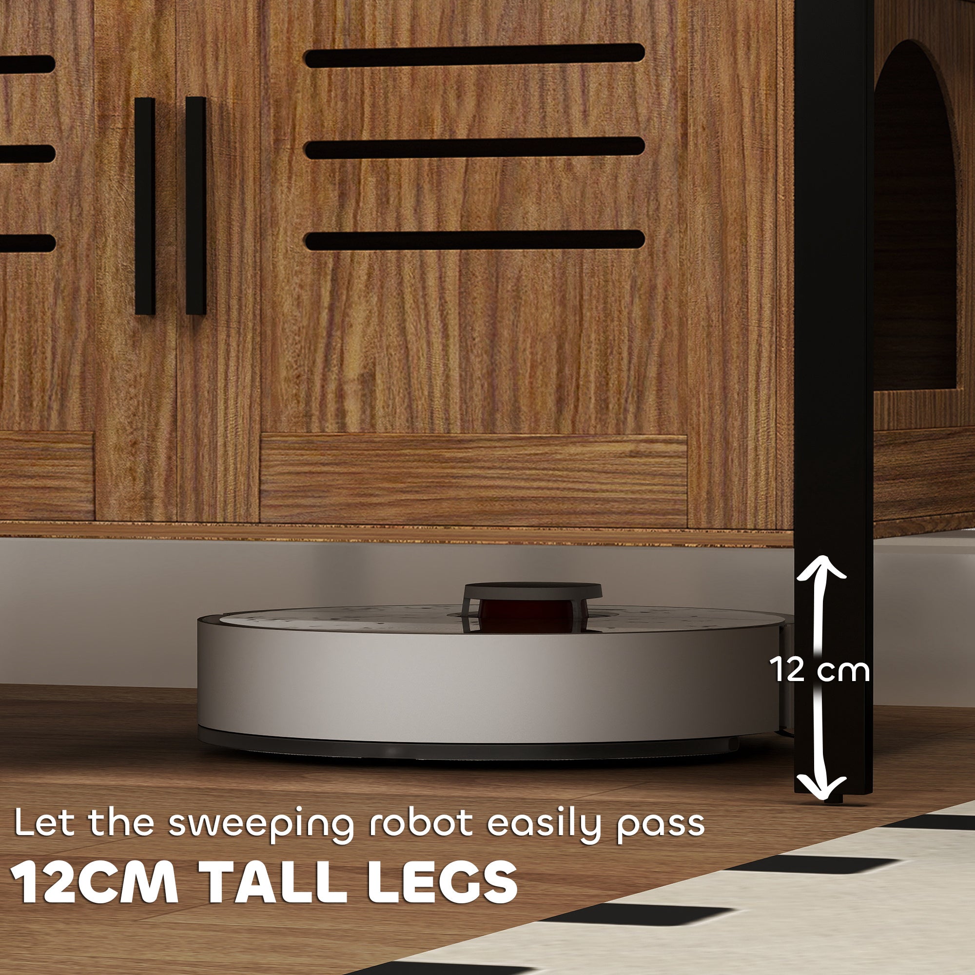 PawHut Cat Litter Box Enclosure with Tall Legs, Scratching Board, Double Doors, Ventilation Holes, 80 x 45 x 50 cm, Dark Brown - North Peak Garden Furniture