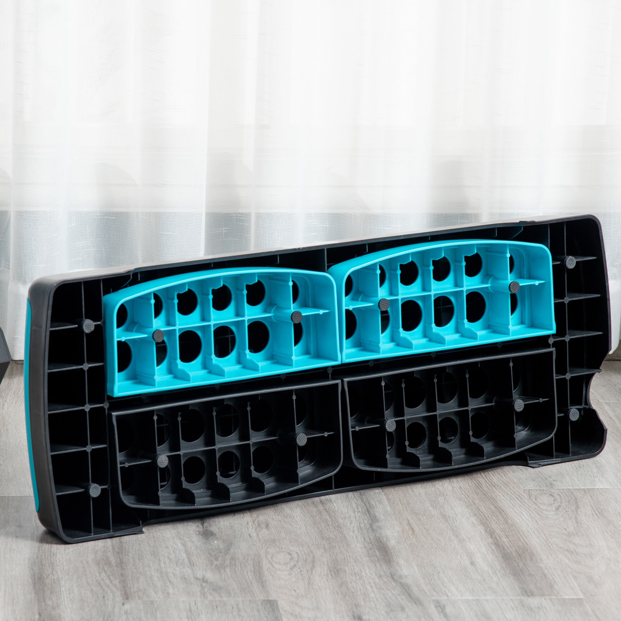 HOMCOM Aerobic Step with 3-Level Adjustable Heights for Home, Office Exercise, Black and Blue - North Peak Garden Furniture