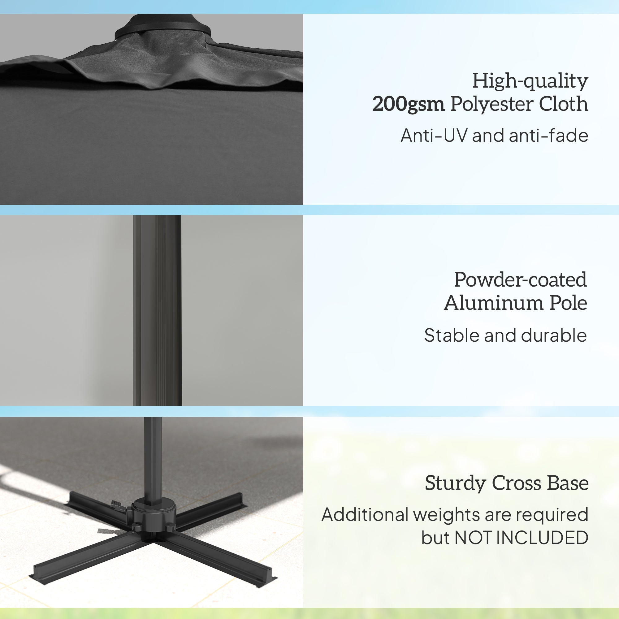 Outsunny Patio Offset Parasol Umbrella - Dark Grey