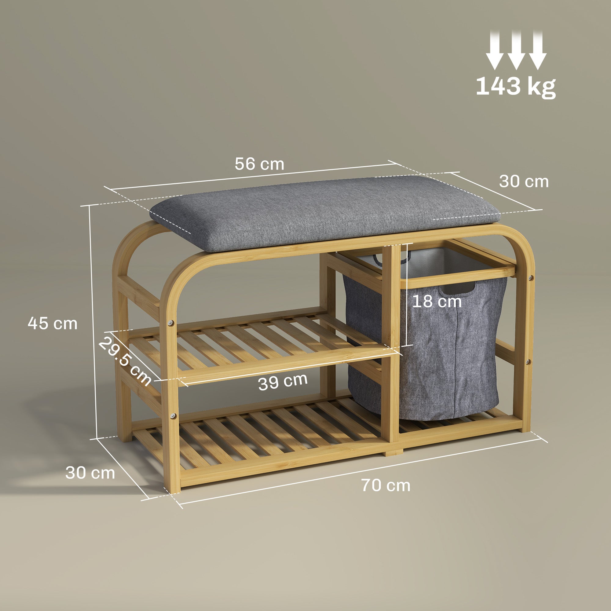 HOMCOM Bamboo Shoe Rack Bench with Padded Seat - Nature Wood Finish - North Peak Garden Furniture