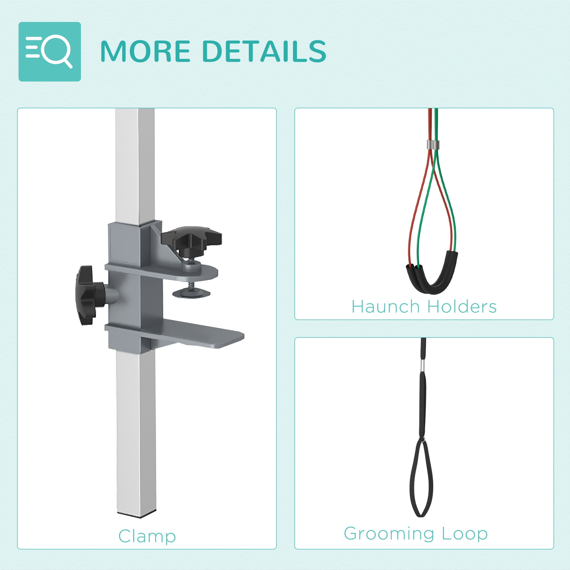 PawHut Adjustable Pet Grooming Arm, with Clamp, Haunch Holders & Grooming Loop - Sliver-Tone - North Peak Garden Furniture