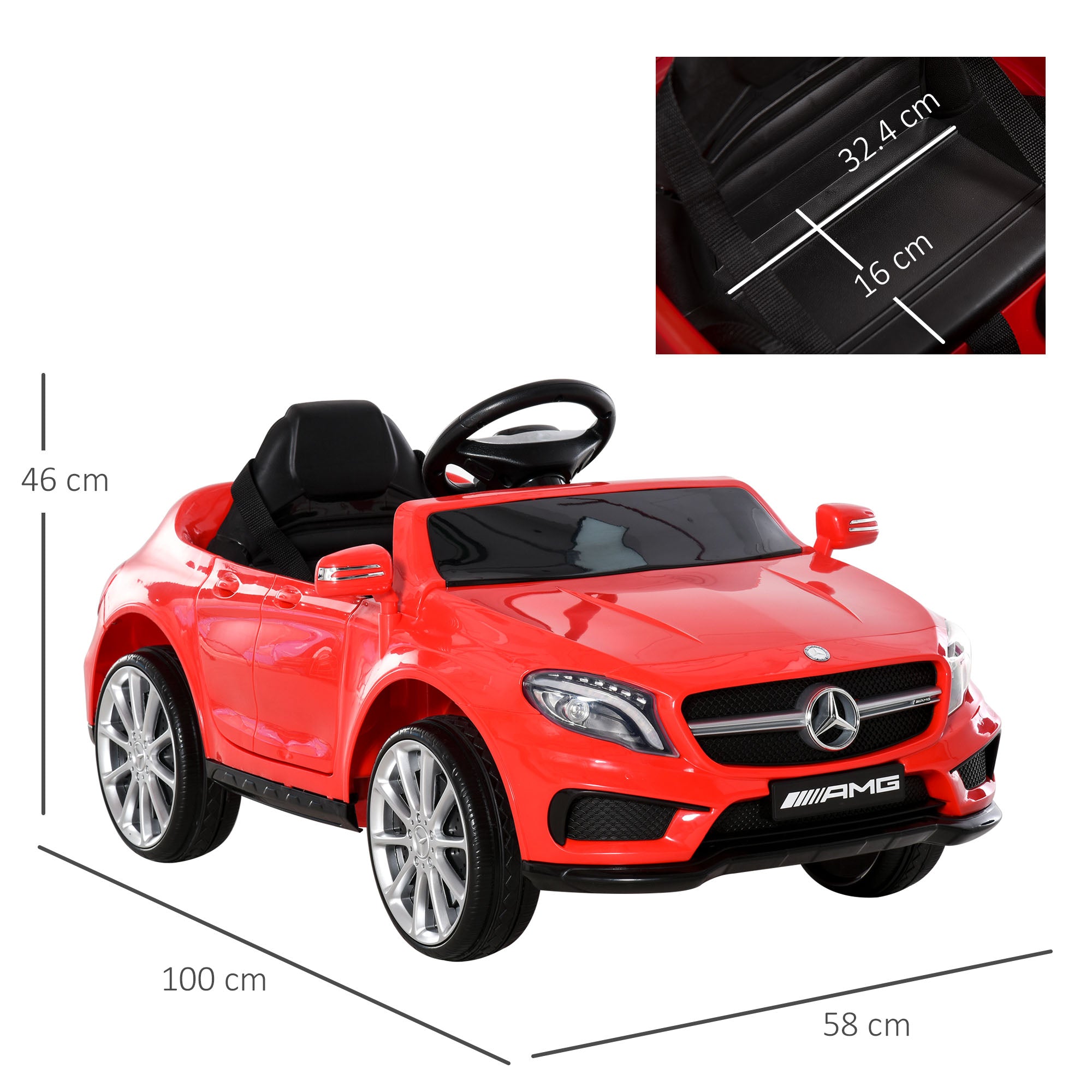 HOMCOM Kids Electric Car Kids Ride-On Car 6V Licensed Mercedes Benz-Red