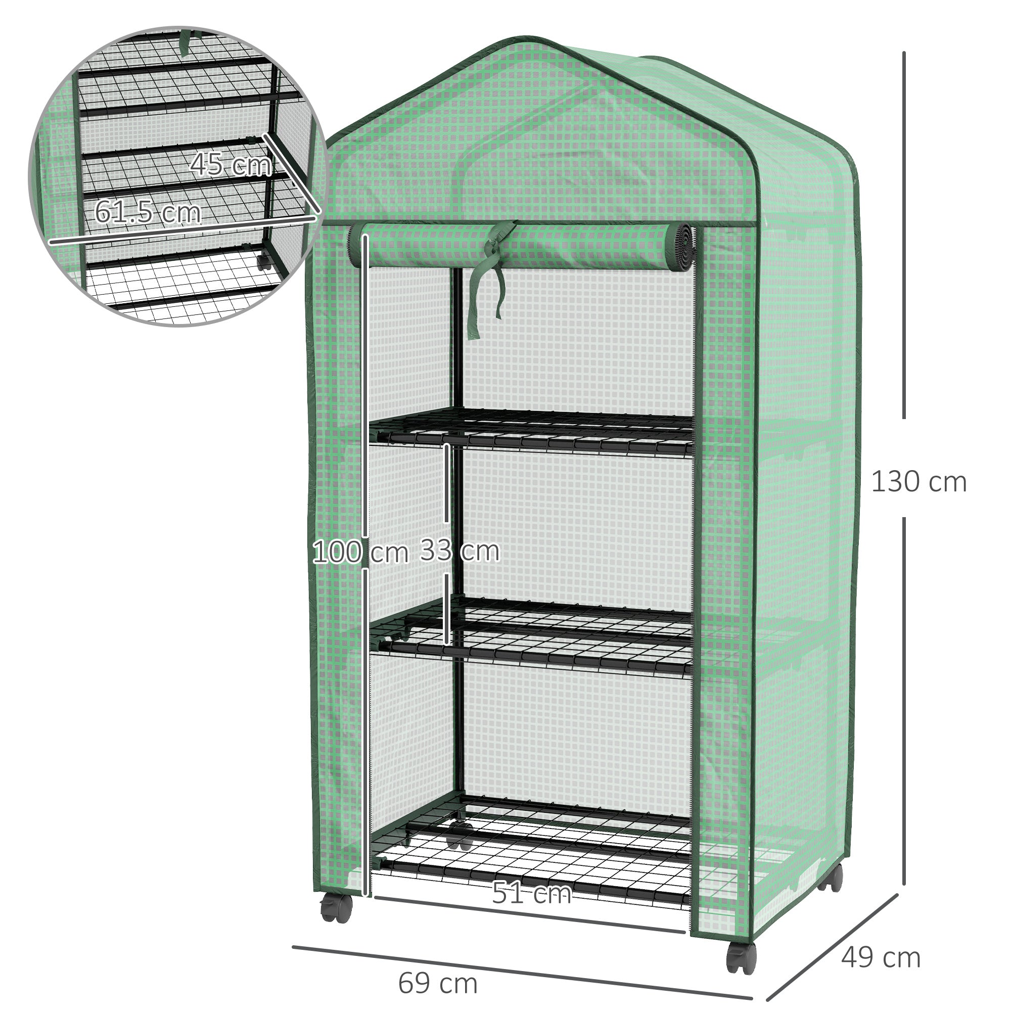 Outsunny Three-Tier Mini Greenhouse - Green - North Peak Garden Furniture