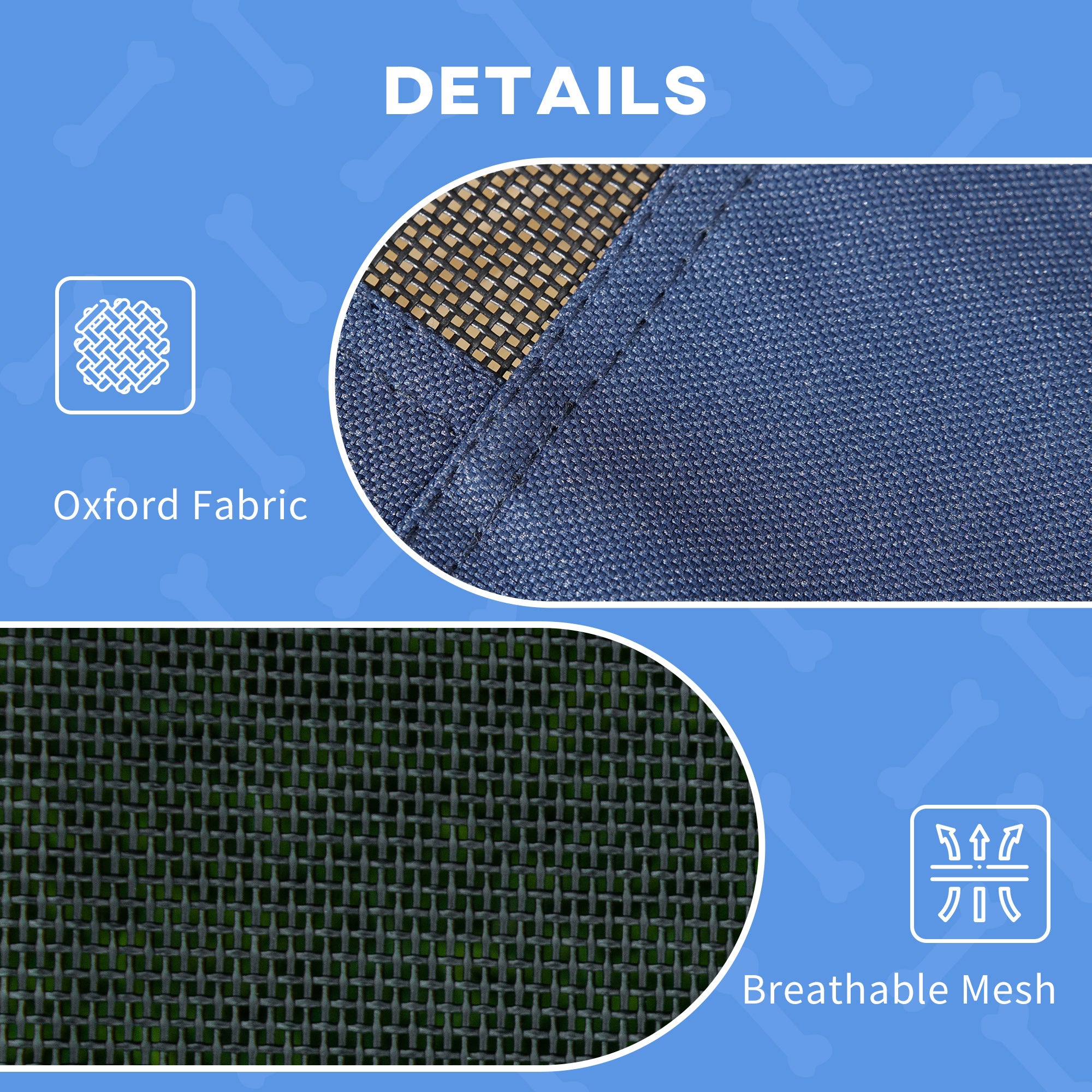 PawHut Raised Dog Bed Waterproof Elevated Pet Cot with Breathable Mesh UV Protection Canopy Blue, for Small Dogs, 61 x 46 x 62cm - North Peak Garden Furniture