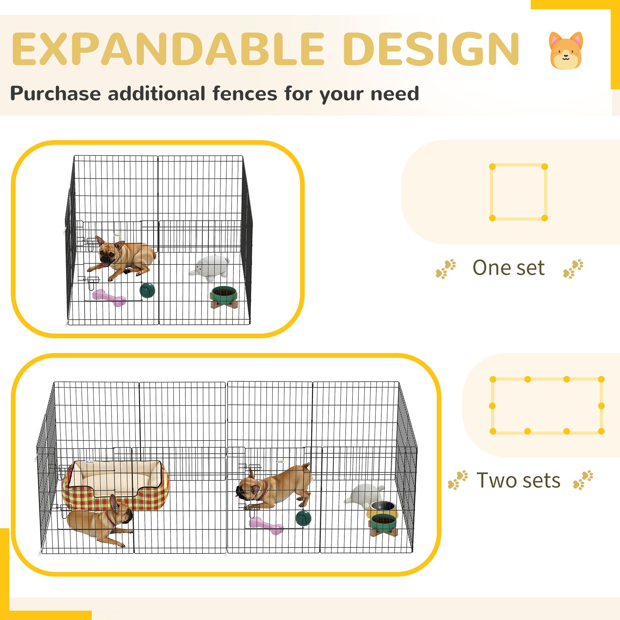 PawHut 8 Panel DIY Dog Pen with Door, for Dogs, Small Animals, Indoor/Outdoor Use, 76cm High - North Peak Garden Furniture