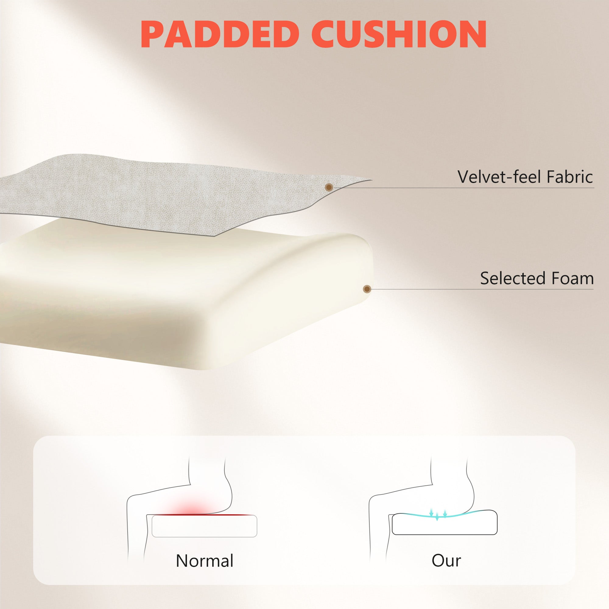 HOMCOM Office Chair with 6-point Vibration Massage and Heat, Fabric Desk Chair with Footrest, High Back, Cream White