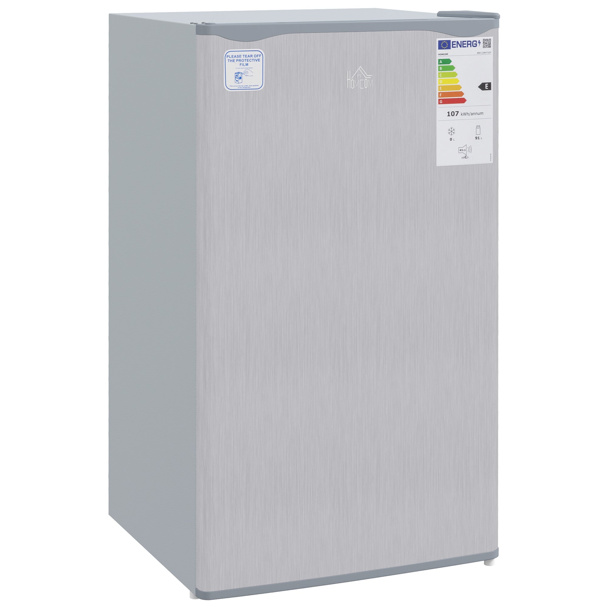 HOMCOM 91 Litre Freestanding Under Counter Fridge Freezer with Chiller Box, Reversible Door, Adjustable Thermostat, 47.5cm Wide, Noise Level: Decibels 40, Grey - North Peak Garden Furniture