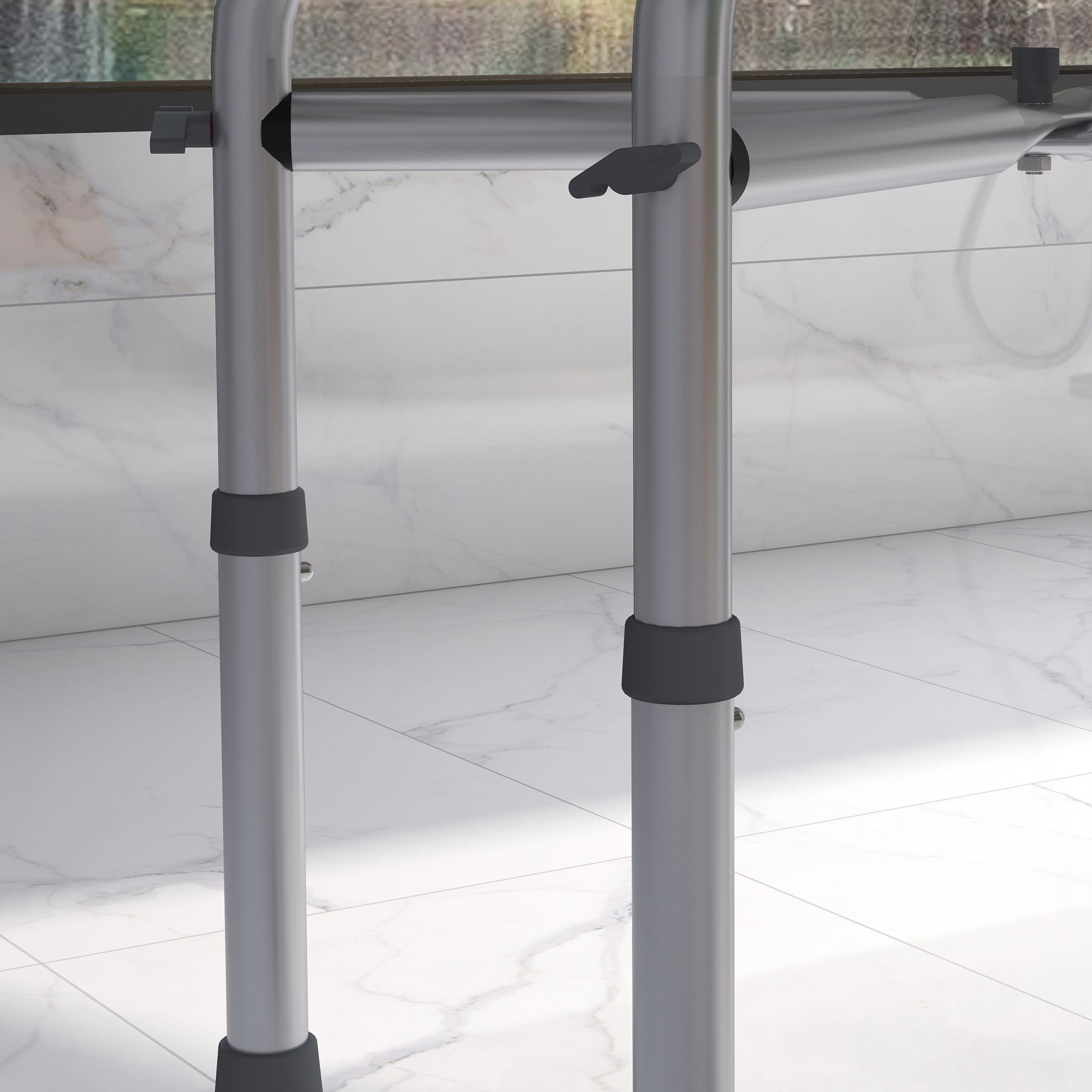 HOMCOM Aluminium Shower Stool for Elderly, Height Adjustable Shower Seat with Removable Padded Cushion, Shower Head Holder, Non-Slip Bath Stool for Seniors, Disabled, Pregnant, White - North Peak Garden Furniture