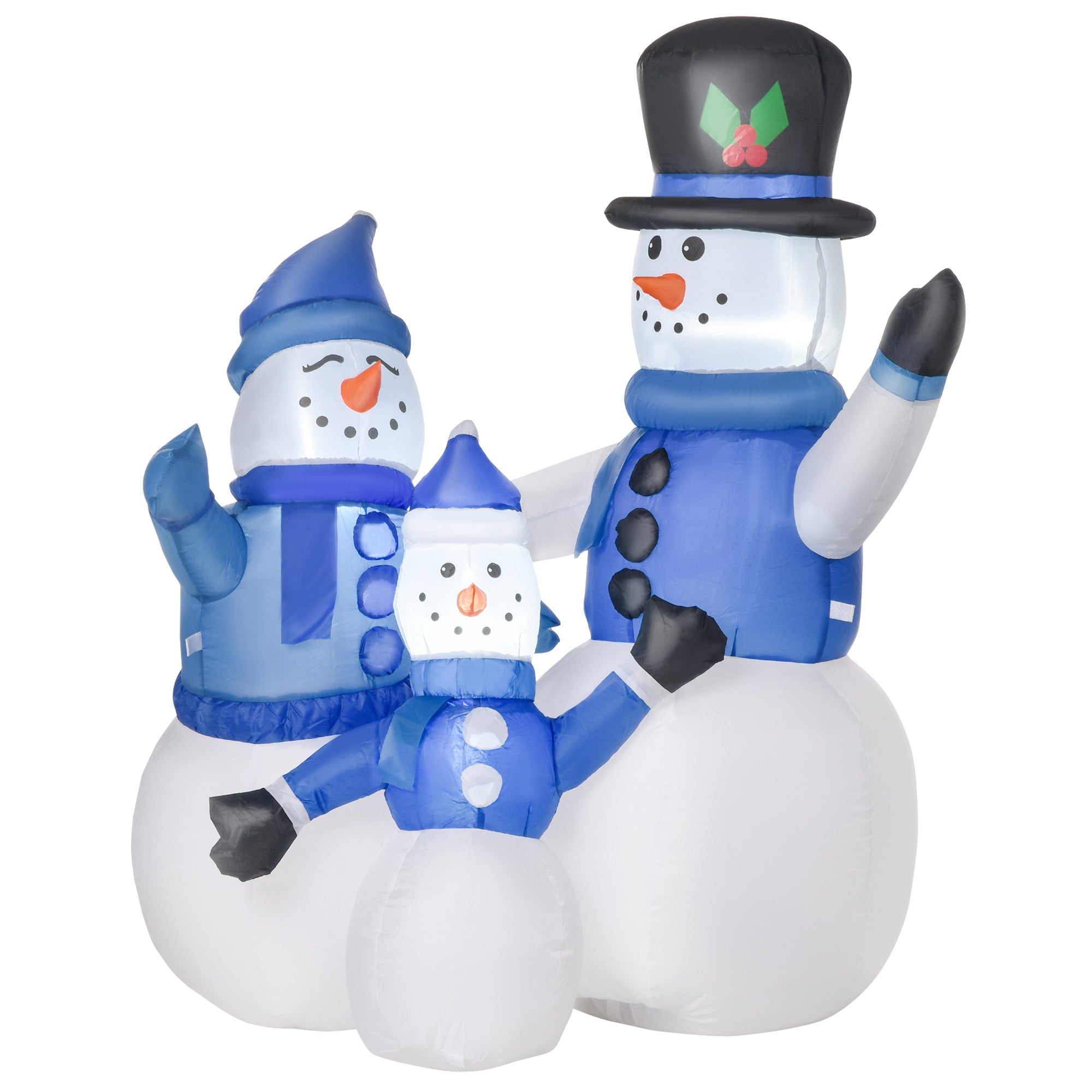 HOMCOM 4ft Inflatable Christmas Snowmen Family Xmas LED Outdoor Indoor Holiday Decorations Yard - North Peak Garden Furniture