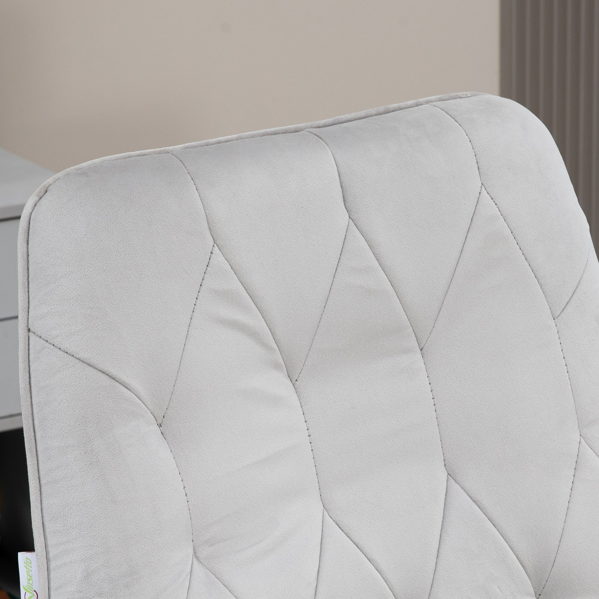 Vinsetto Linen Computer Chair with Armrest, Modern Swivel Chair with Adjustable Height, Light Grey - North Peak Garden Furniture