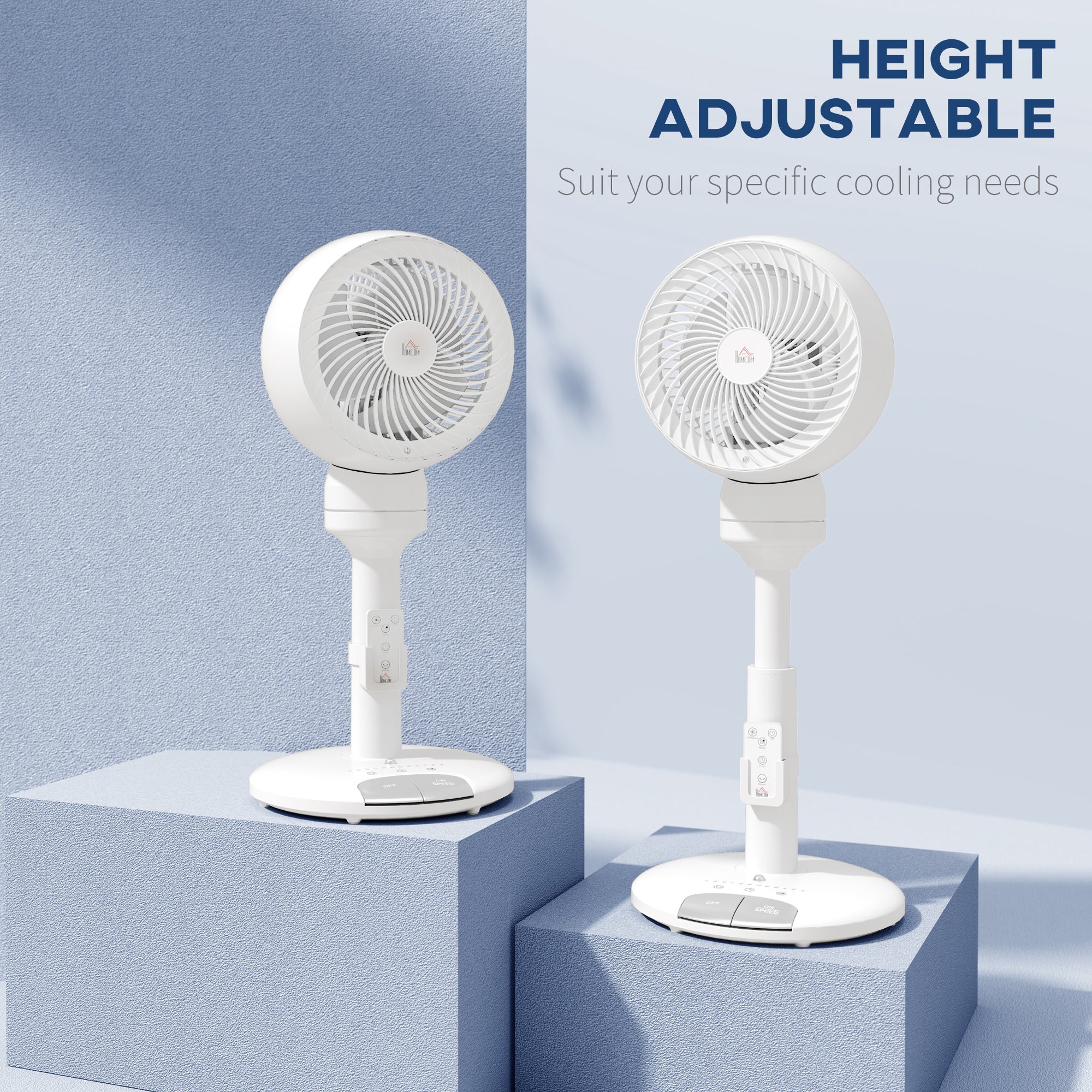 HOMCOM 9'' Air Circulator Fan 3 Speed 3 Mode, 70° Oscillation 90° Vertical Tilt, Remote Controller, for Living Room, Bedroom, Office, White