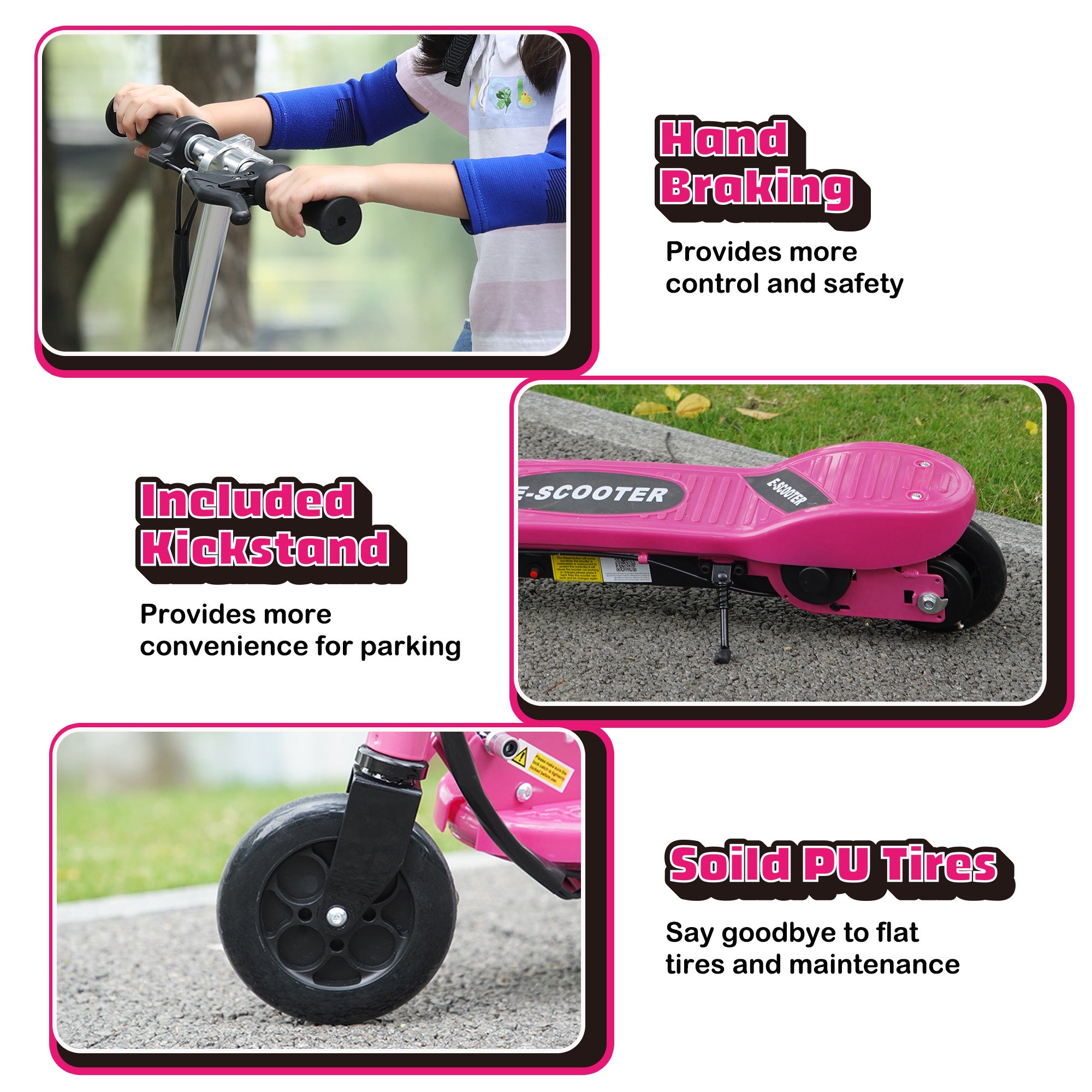 HOMCOM Folding Electric Kids Scooter Ride on Age 7-14, Pink - North Peak Garden Furniture