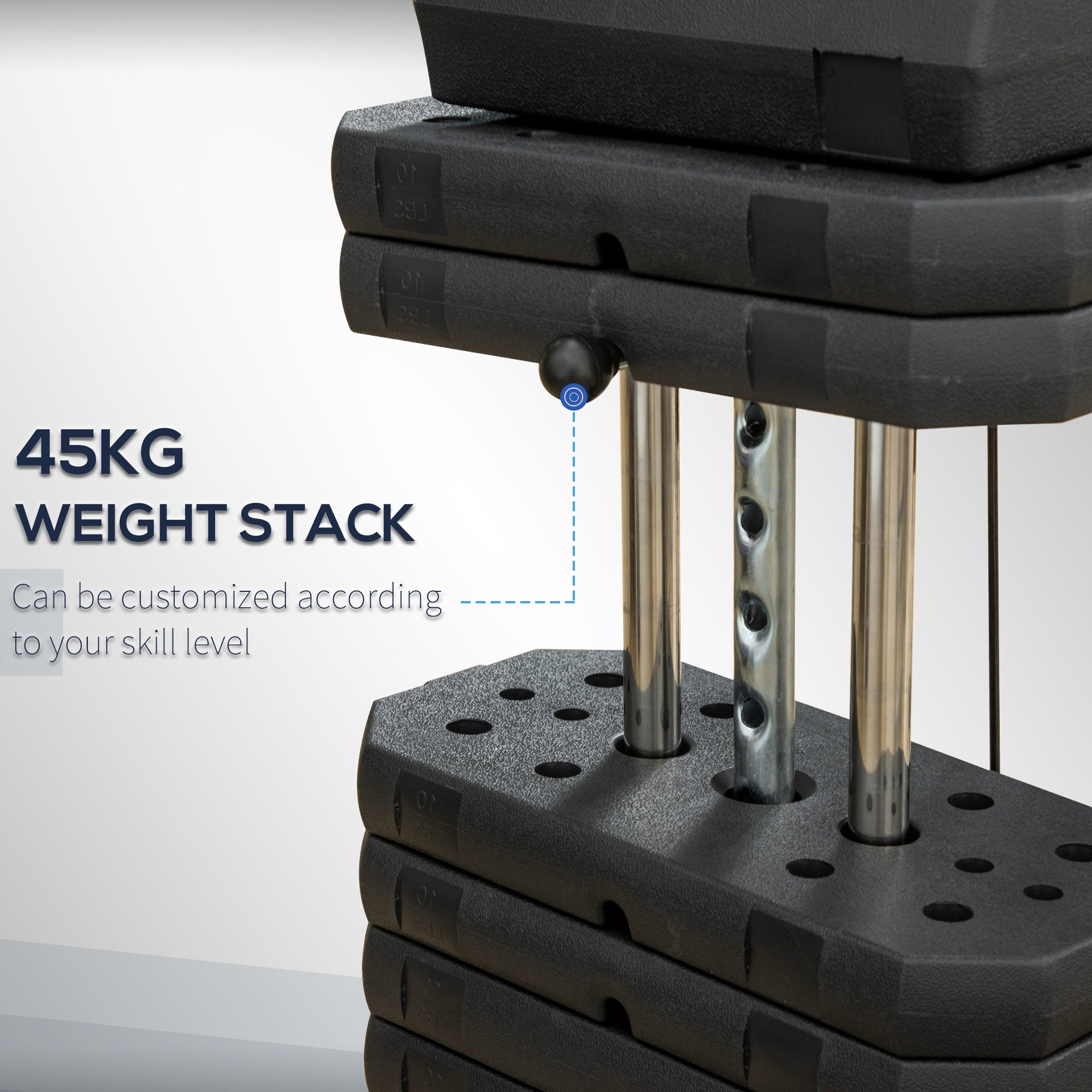 HOMCOM Multifunction Home Gym Machine, with 45kg Weight Stacks, for Strength Training - North Peak Garden Furniture