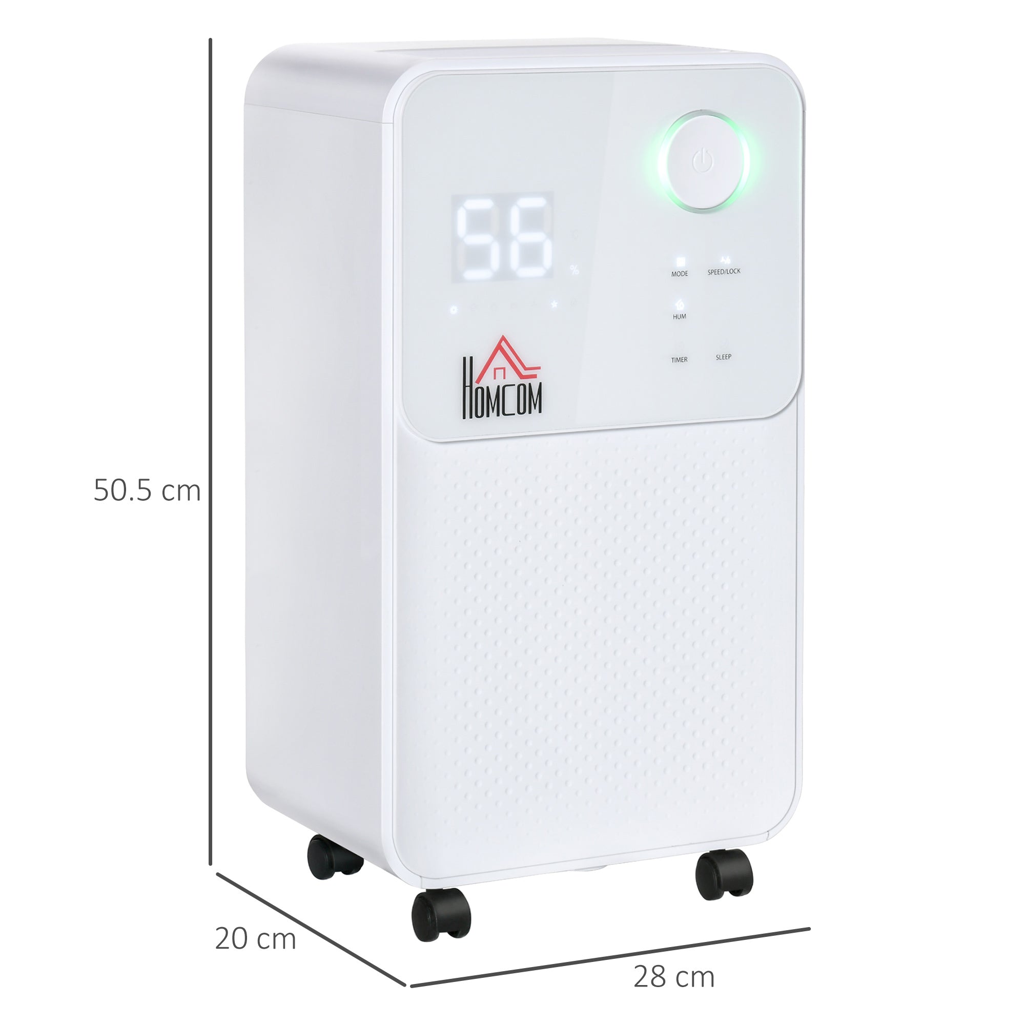 HOMCOM 12L/Day 2000ML Portable Quiet Dehumidifier for Home Laundry Room Bedroom Basement, Electric Moisture Air De-Humidifier with 4 Modes