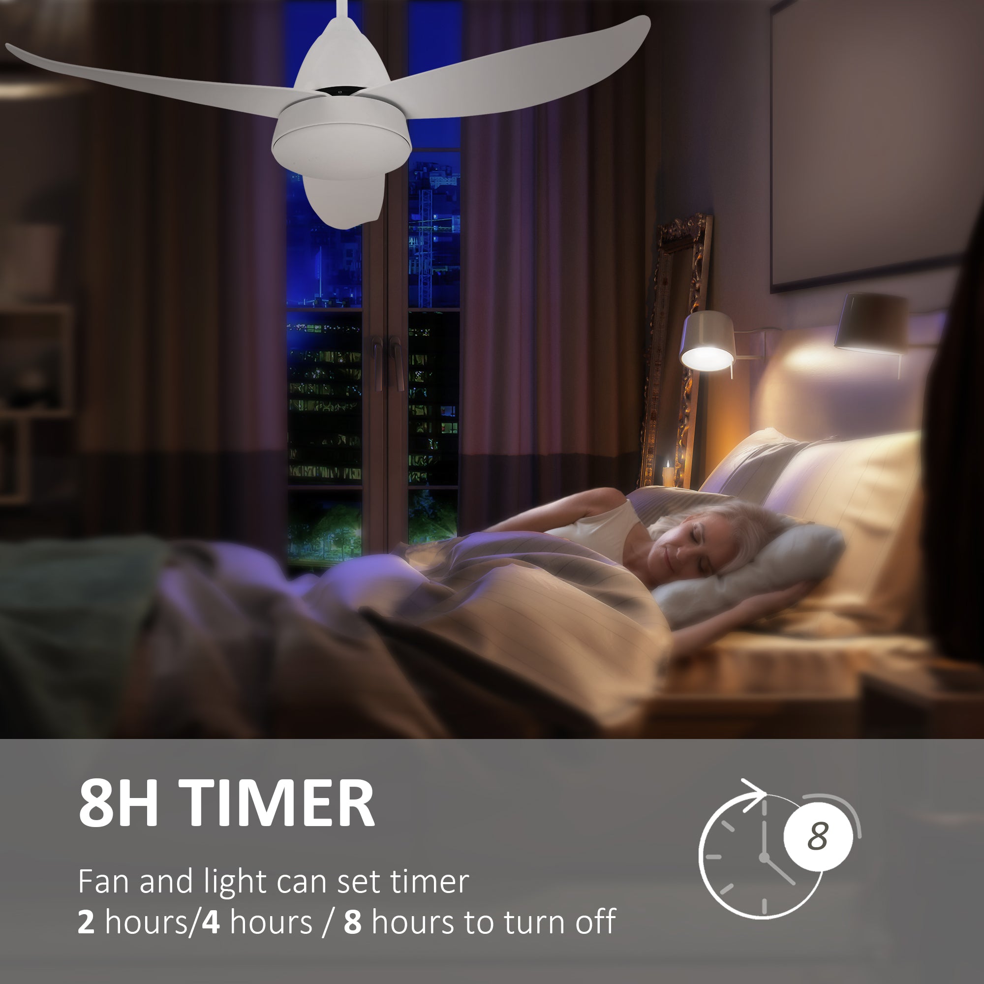 HOMCOM Reversible Ceiling Fan with Light, 3 Blades Indoor Modern Mount White LED Lighting Fan with Remote Controller, for Bedroom, Living Room, White - North Peak Garden Furniture