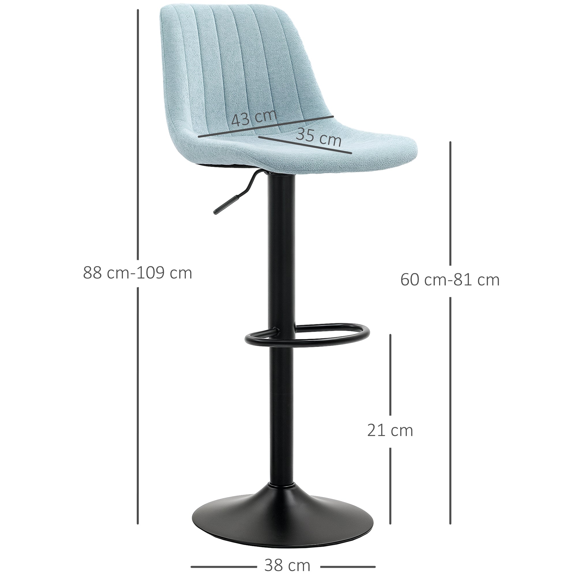 HOMCOM Set of Two Chenille-Feel Tub Bat Stools - Blue - North Peak Garden Furniture