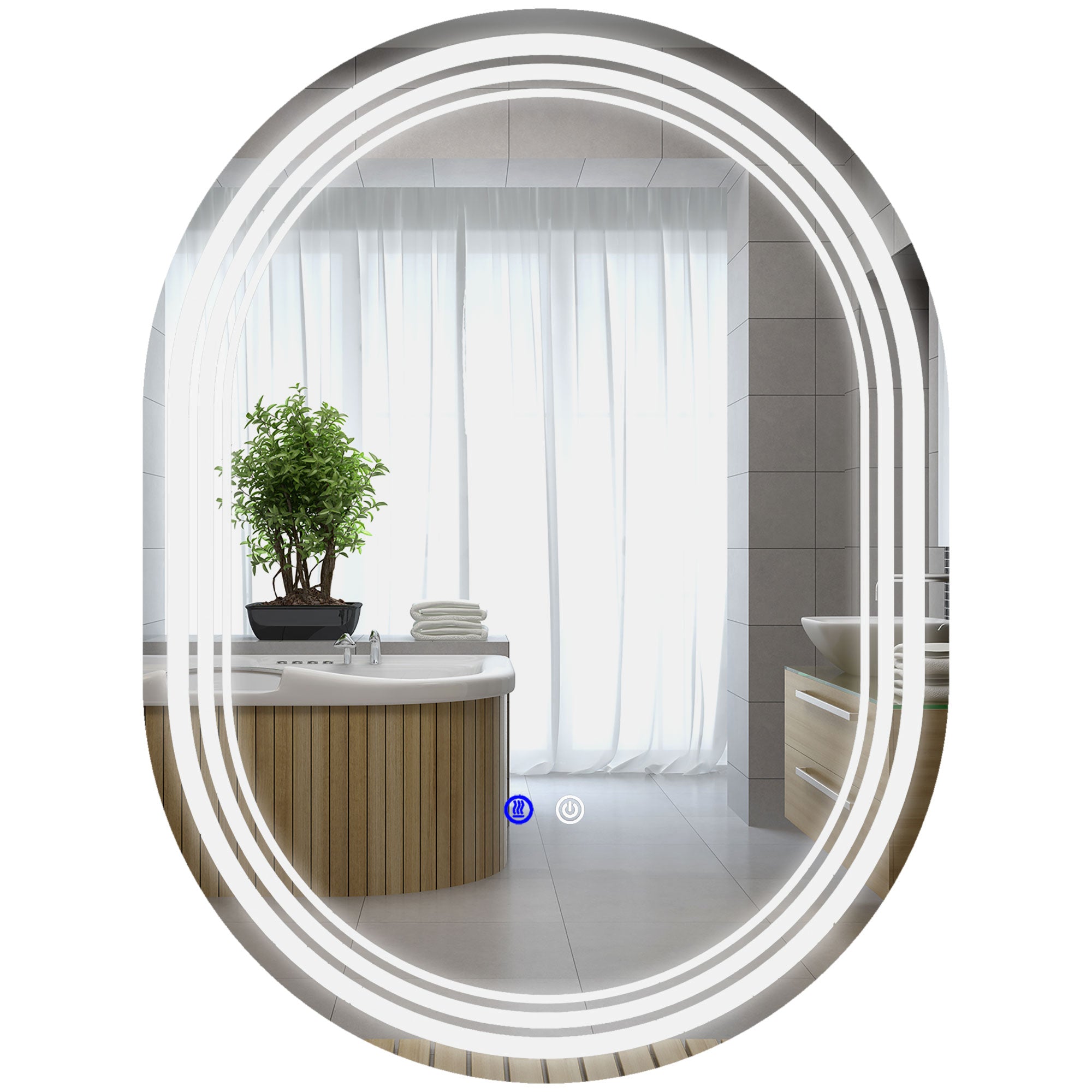 kleankin 700 x 500mm Bathroom Mirror with LED Lights Makeup Mirror with Anti-fog Touch, Switch, Vertical or Horizontal - North Peak Garden Furniture