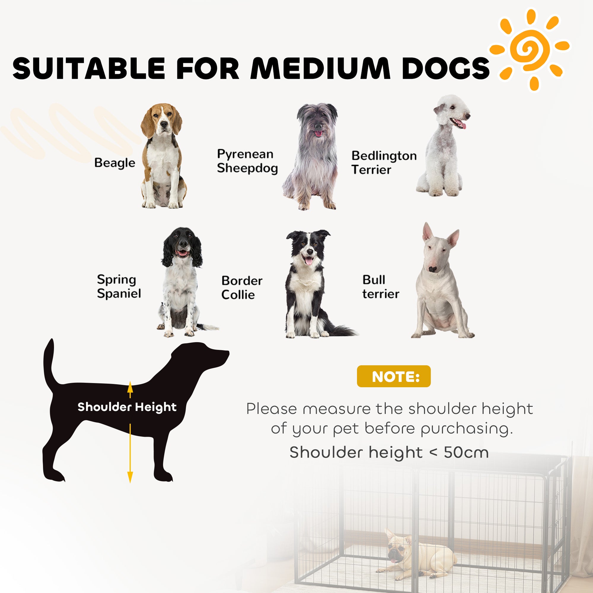 PawHut 2 Piece Dog Pen Expansion Pack for 80cm High Pet Playpen with 3 Stakes, for Small and Medium Dogs - North Peak Garden Furniture