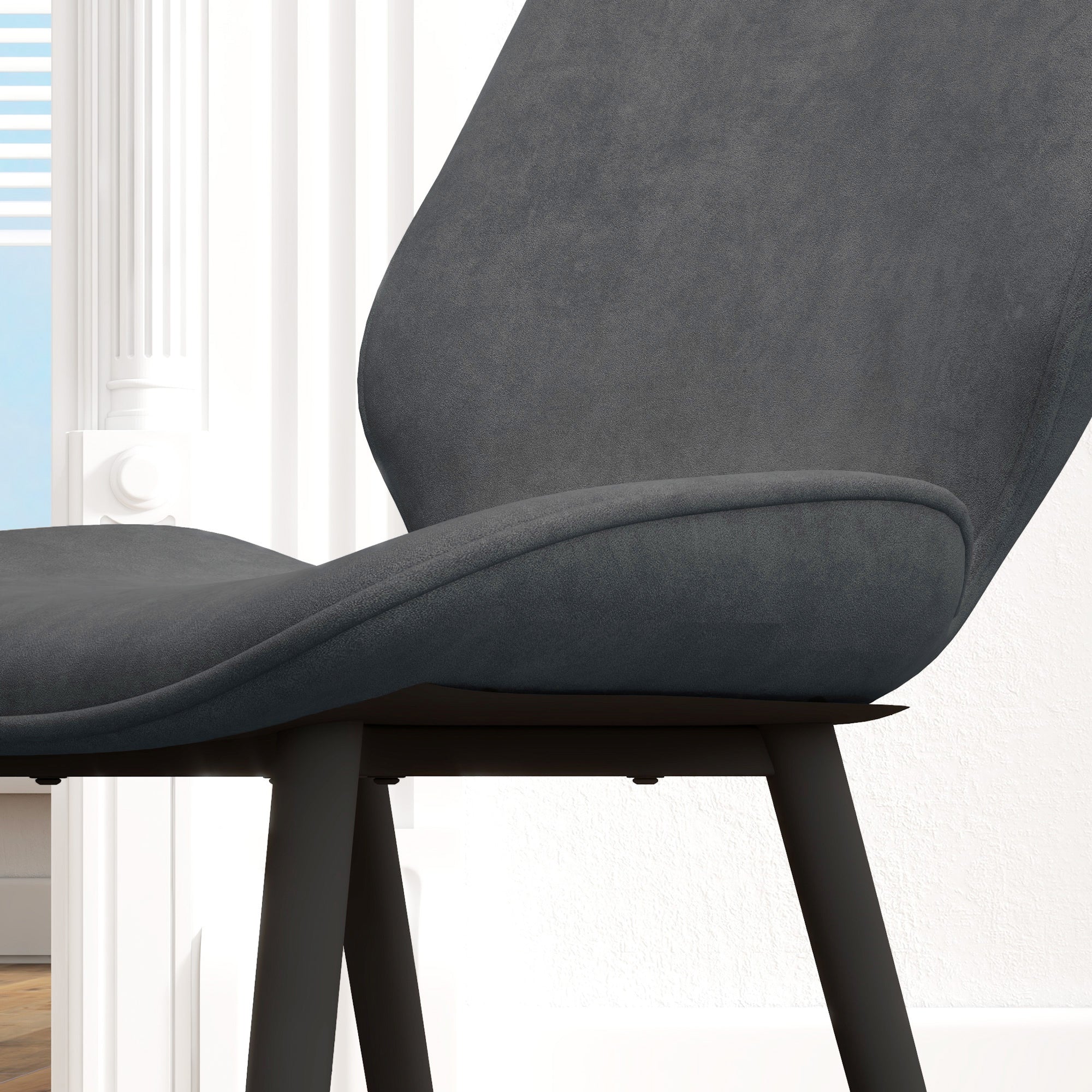 HOMCOM Velvet Dining Chairs, Set of 2 Dining Room Chairs with Metal Legs for Living Room, Dining Room, Grey - North Peak Garden Furniture